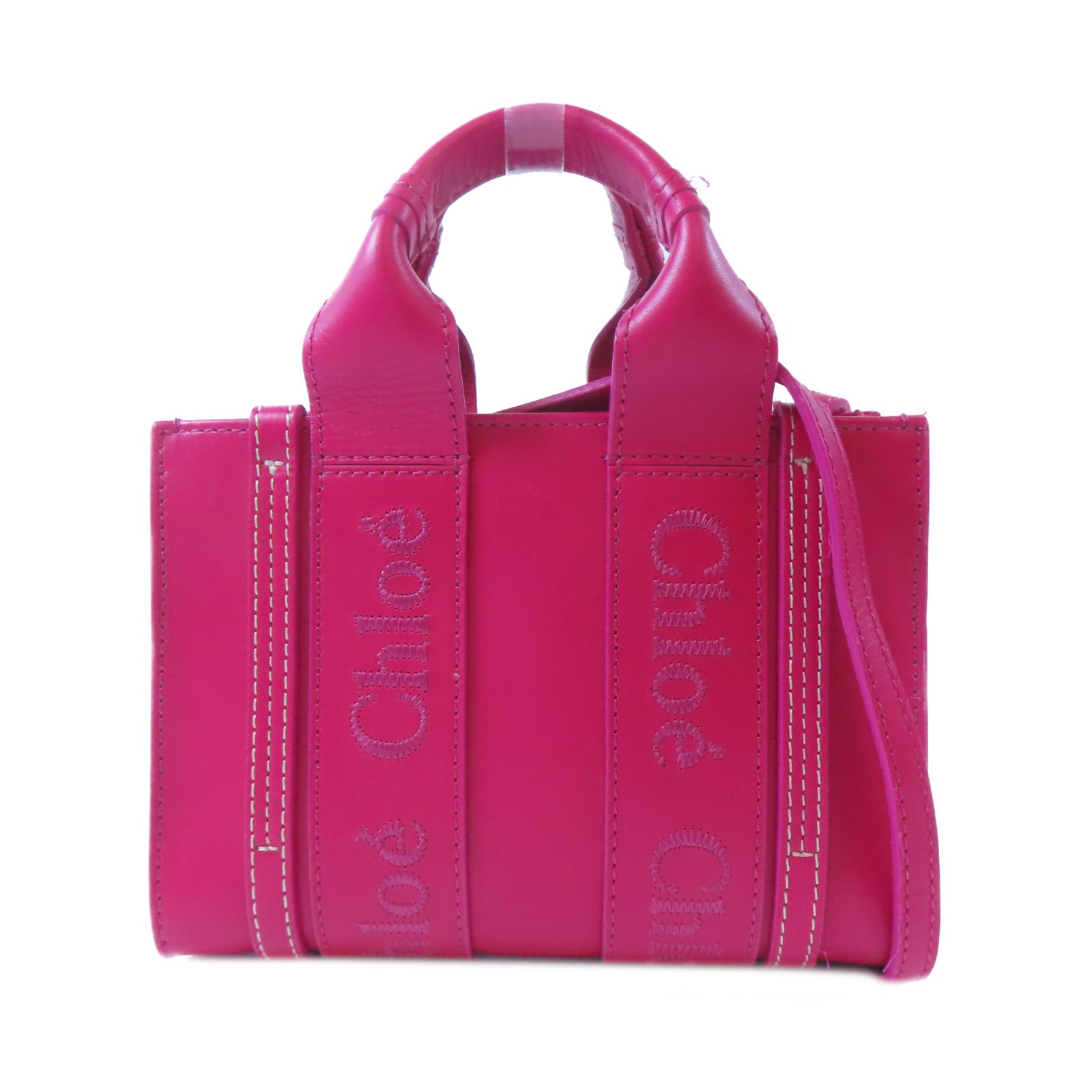 Chloe 牛皮皮革Woody Mini Tote手挽肩背兩用袋粉紅色