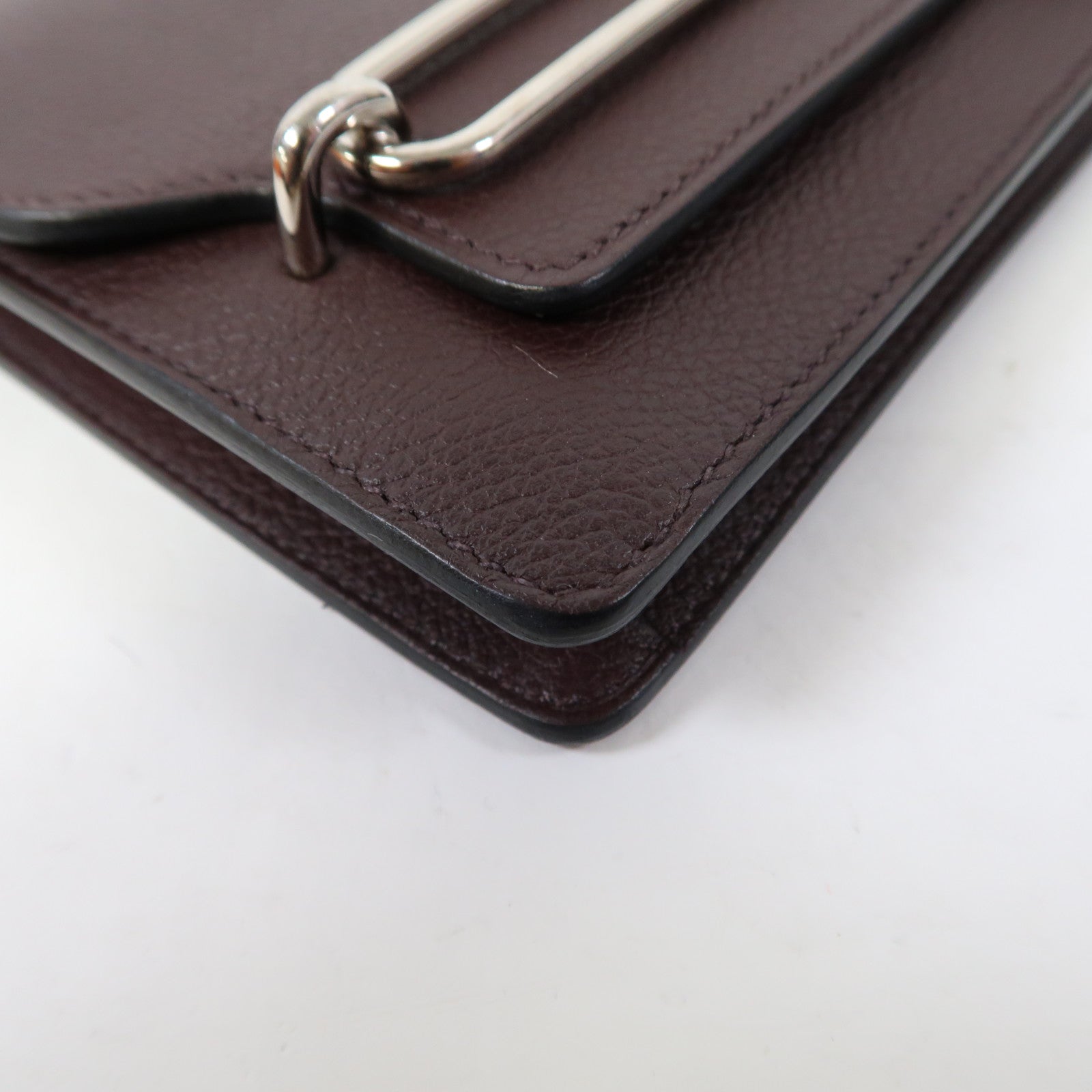 HERMES 【激減優惠】Evercolor皮革Roulis Slim Wallet銀扣錢包紅色/藍色