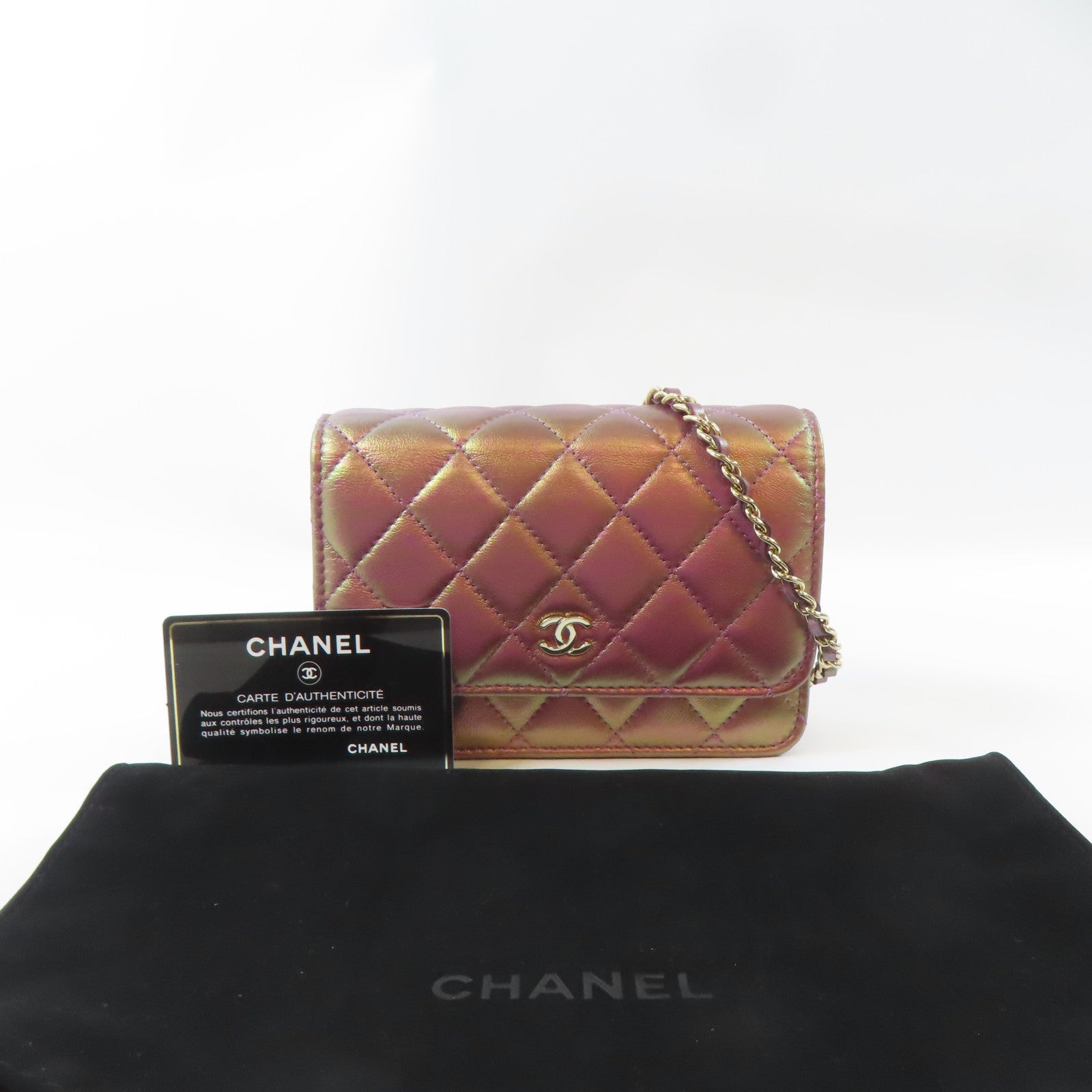 CHANEL 菱格羊皮皮革Chain Shoulder Bag金扣鏈帶肩背袋金屬粉紅色