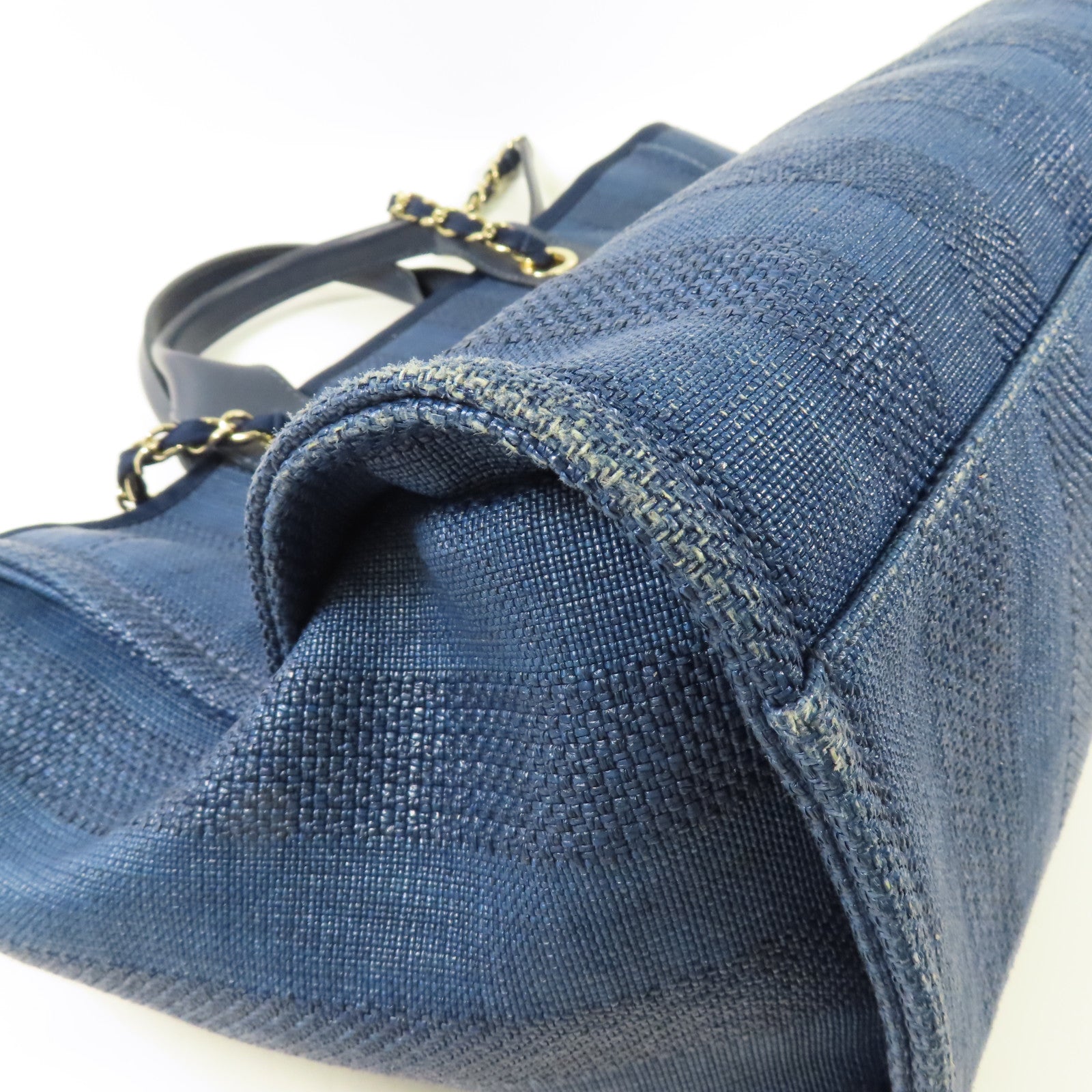 CHANEL 帆布Deauville Tote Bag金扣手挽肩背兩用袋