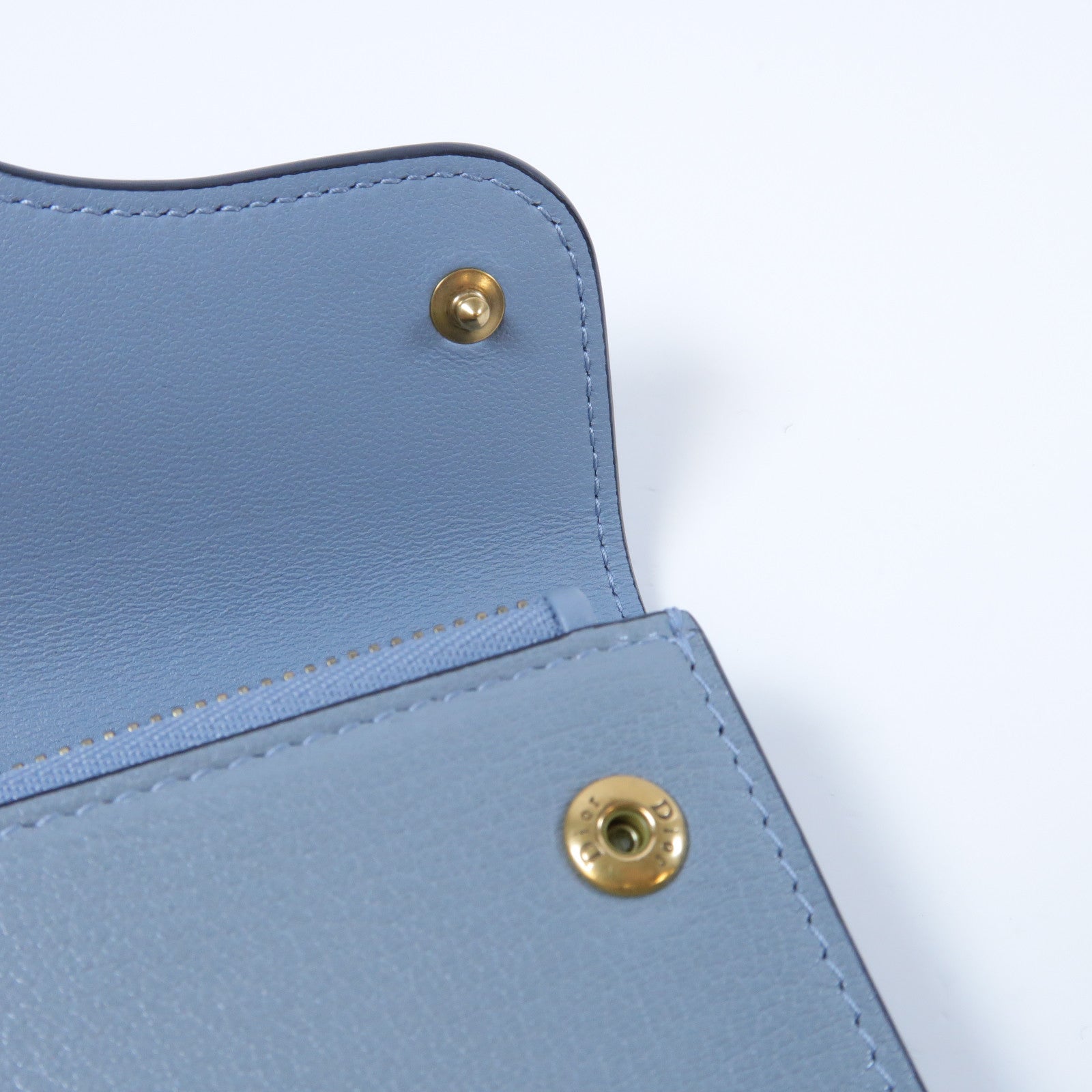 Dior 【激減優惠】牛皮皮革Saddle Medium Wallet金扣錢包灰藍色