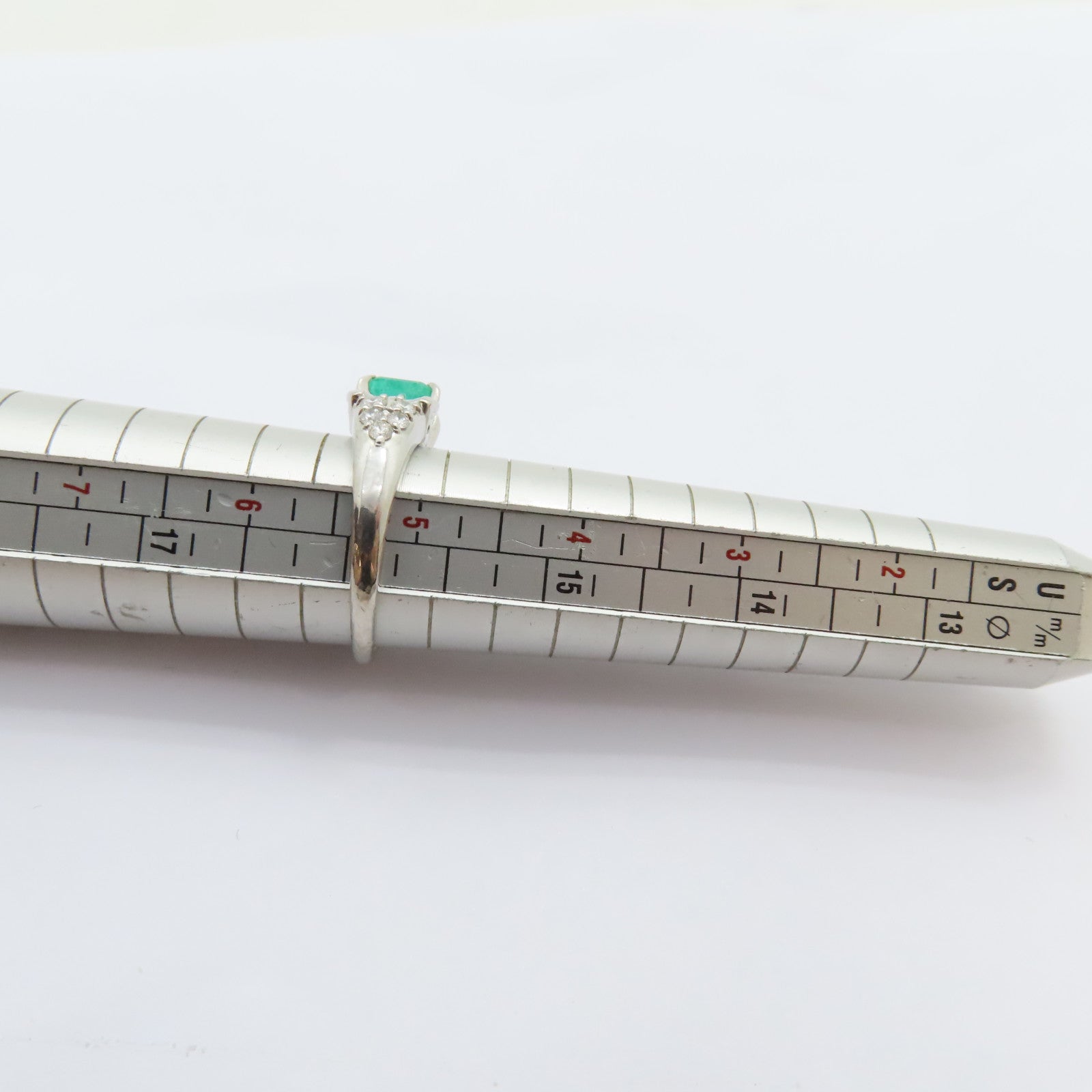 JEWELRY PT900鉑金Emerald Diamond Ring 0.89ct綠寶石/0.55ct鑽石戒指US#5.25
