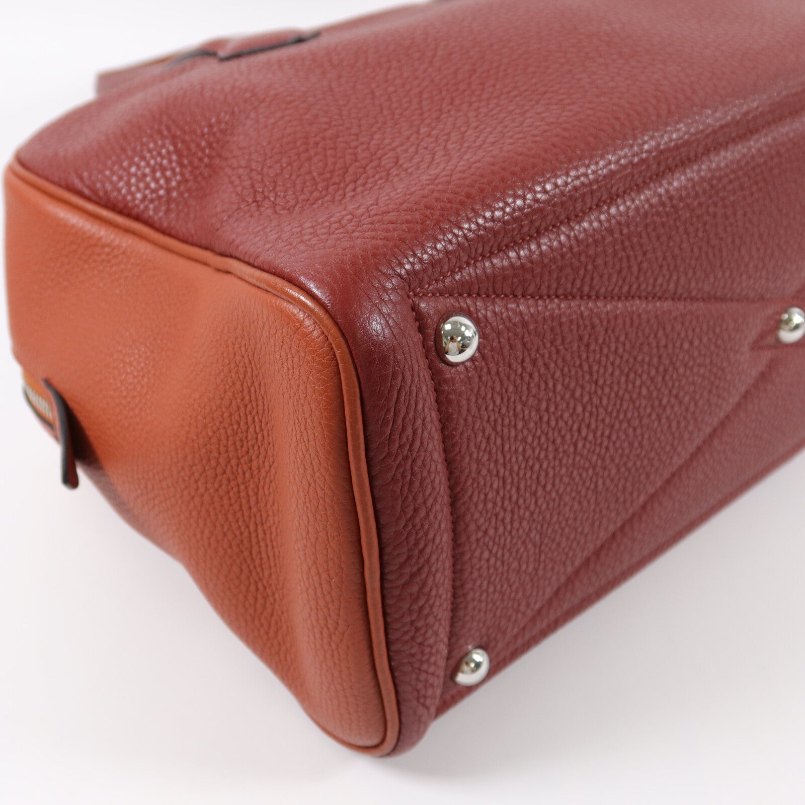 HERMES Clemence皮革Victolia 35手挽袋Rouge H/Brique