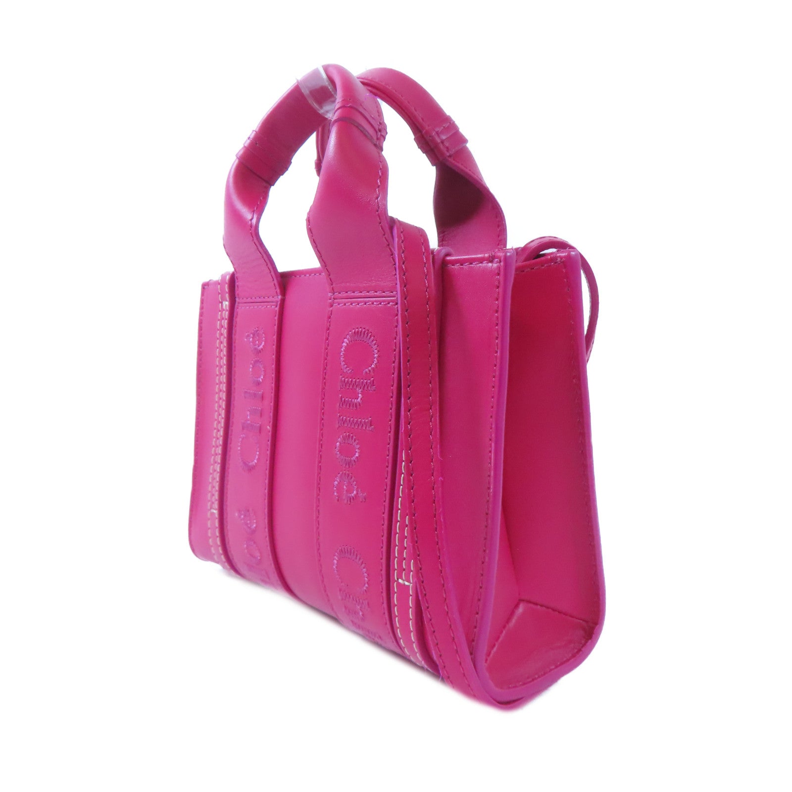 Chloe 牛皮皮革Woody Mini Tote手挽肩背兩用袋粉紅色