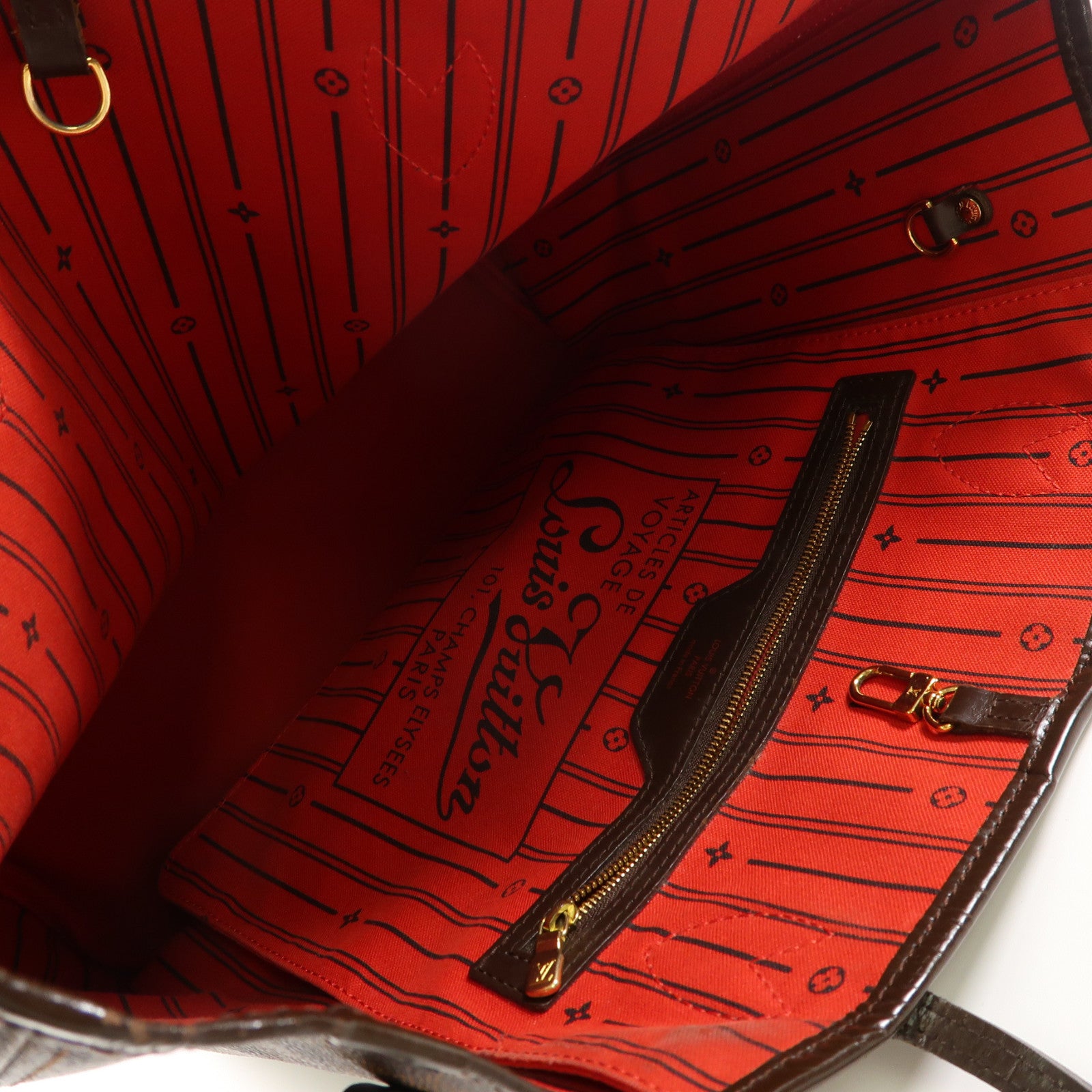 LOUIS VUITTON Damier Neverfull MM金扣肩背袋/手挽袋啡色