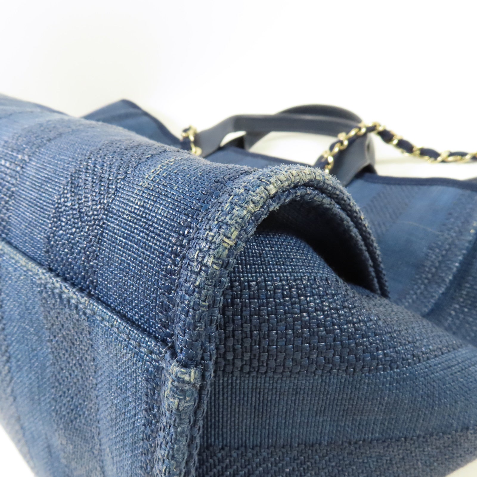 CHANEL 帆布Deauville Tote Bag金扣手挽肩背兩用袋