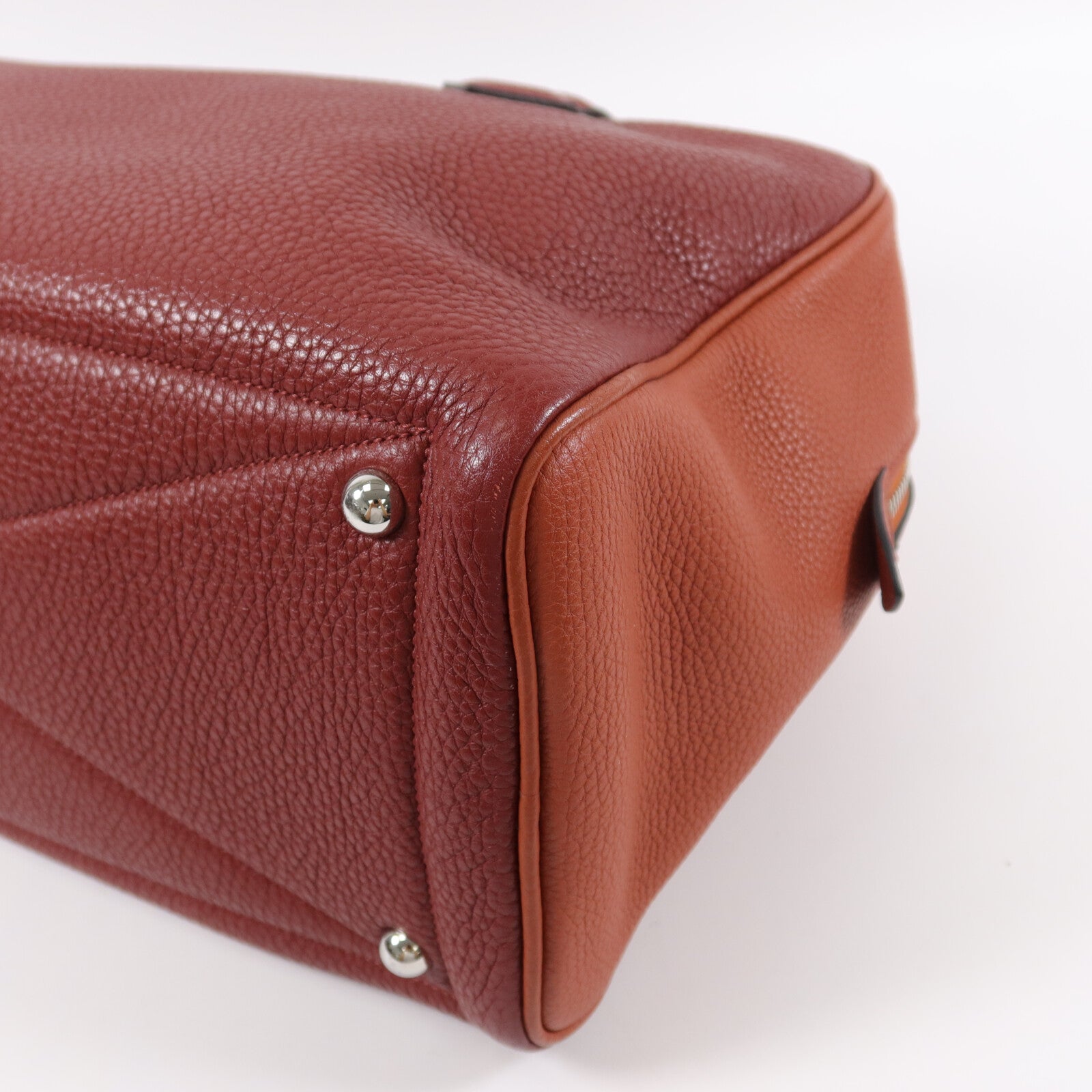 HERMES Clemence皮革Victolia 35手挽袋Rouge H/Brique