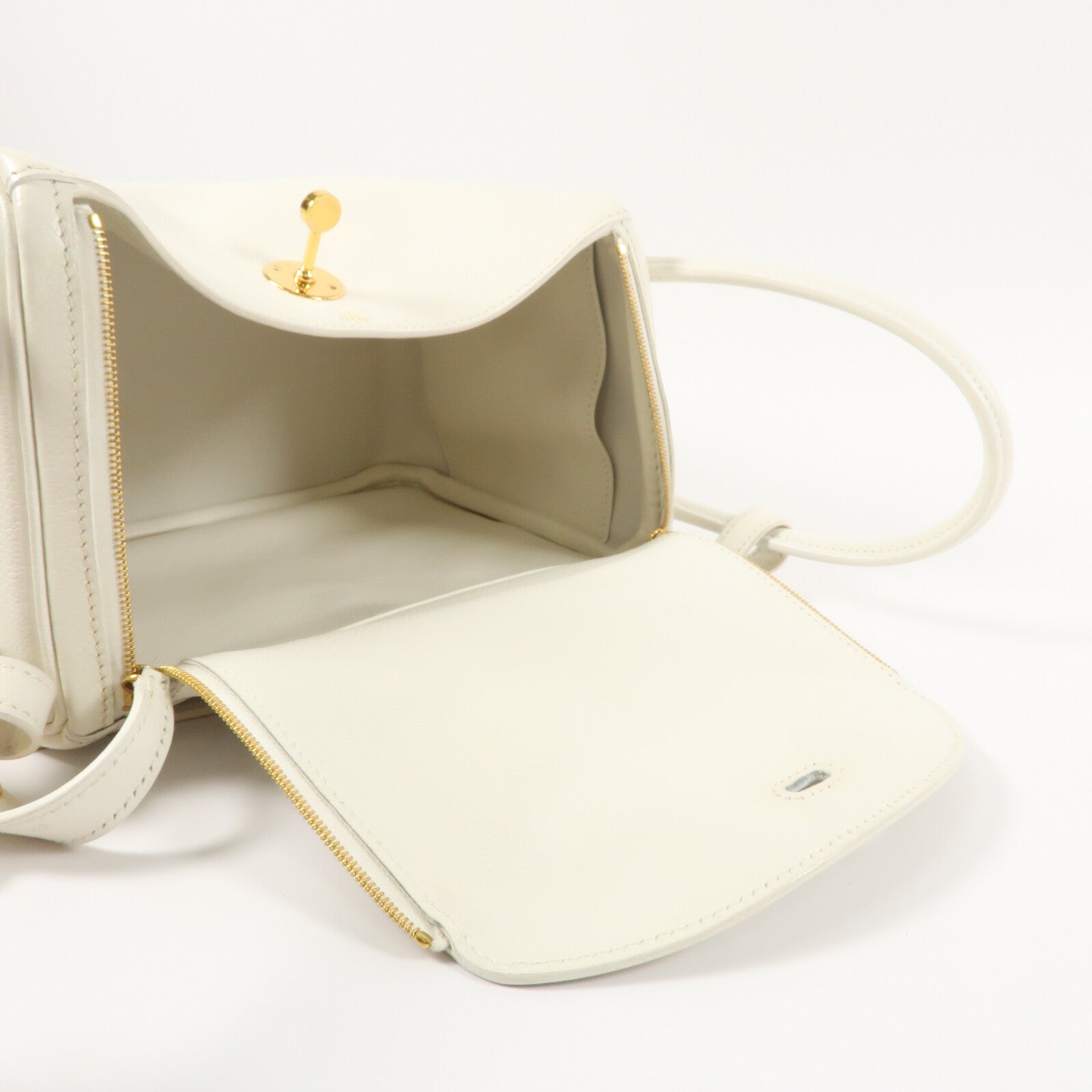 HERMES Evercolor皮革Lindy 26手挽肩背兩用袋Blanc