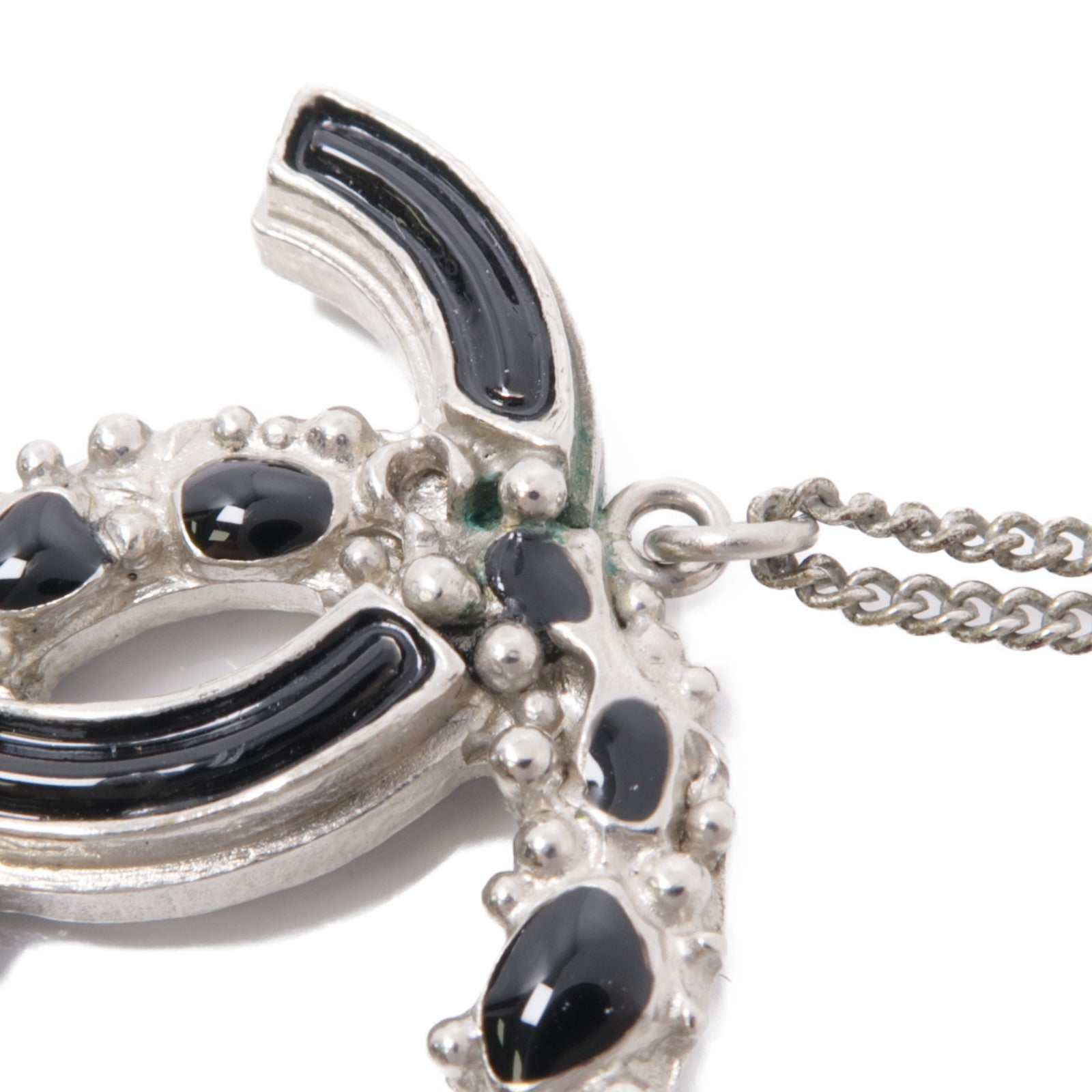 CHANEL 金屬Necklace項鍊銀色/黑色
