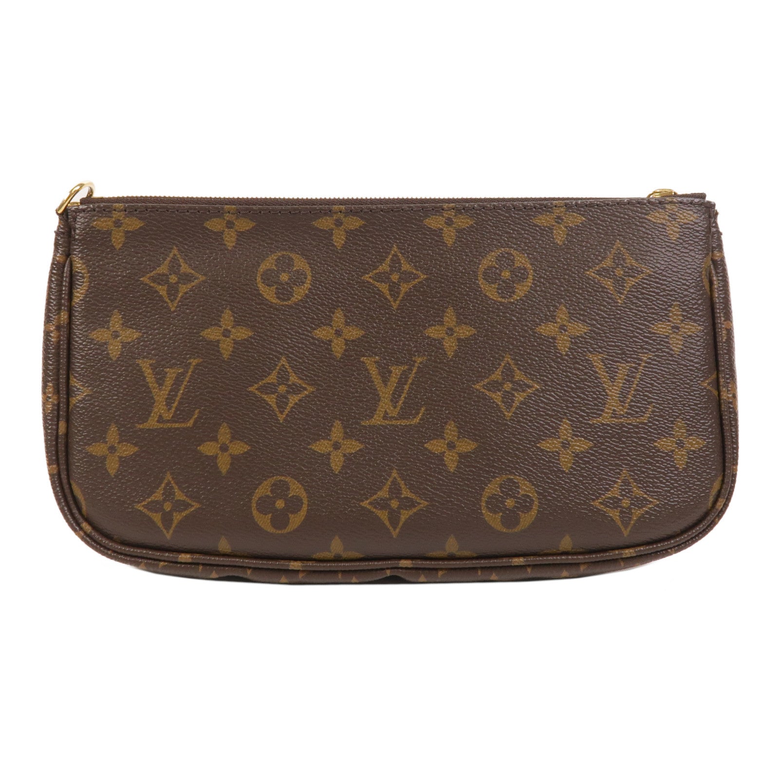 LOUIS VUITTON Monogram Multi Pochette Accessoires金扣手挽肩背兩用袋棕色
