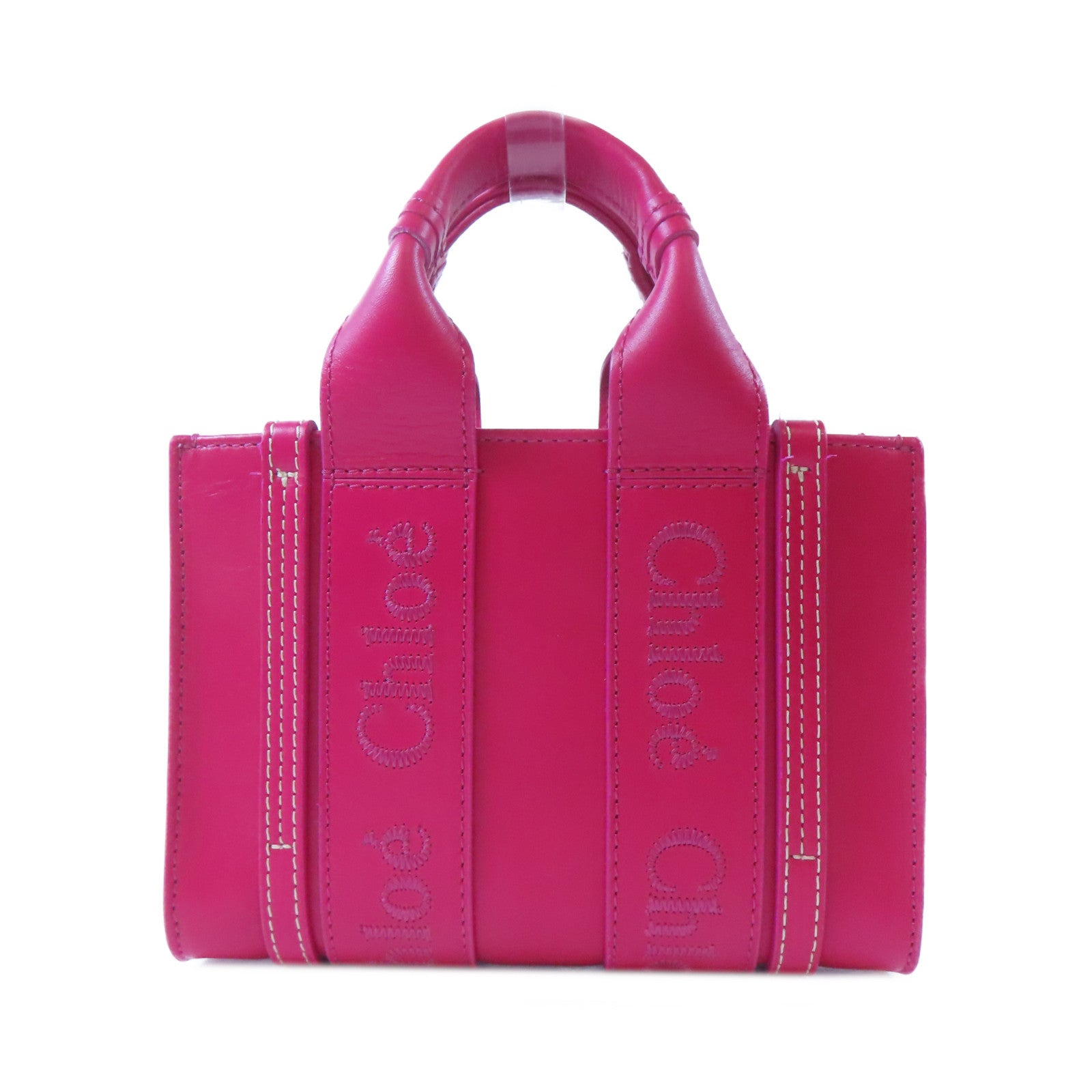 Chloe 牛皮皮革Woody Mini Tote手挽肩背兩用袋粉紅色