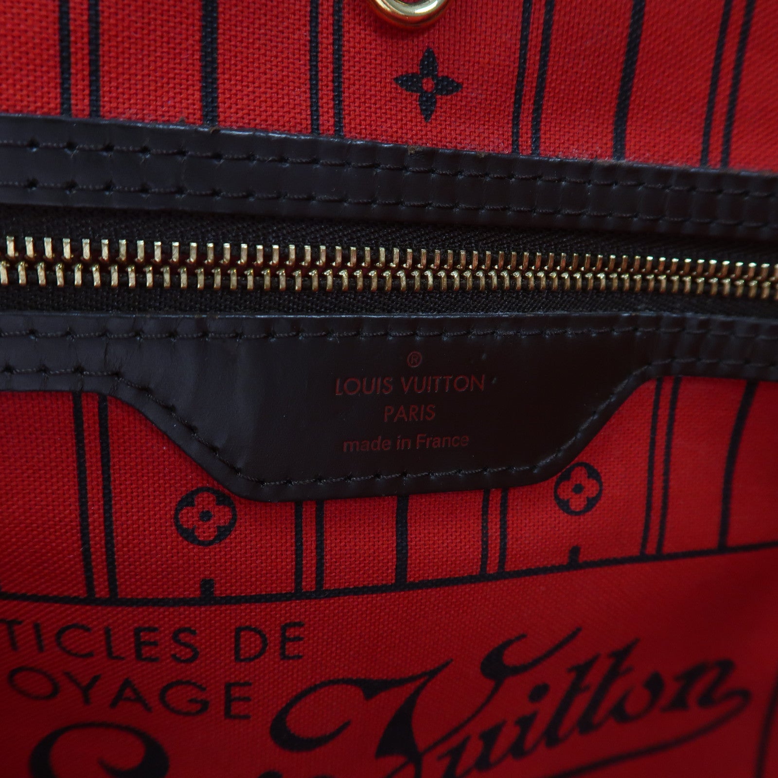 LOUIS VUITTON Damier Neverfull MM金扣肩背袋/手挽袋啡色
