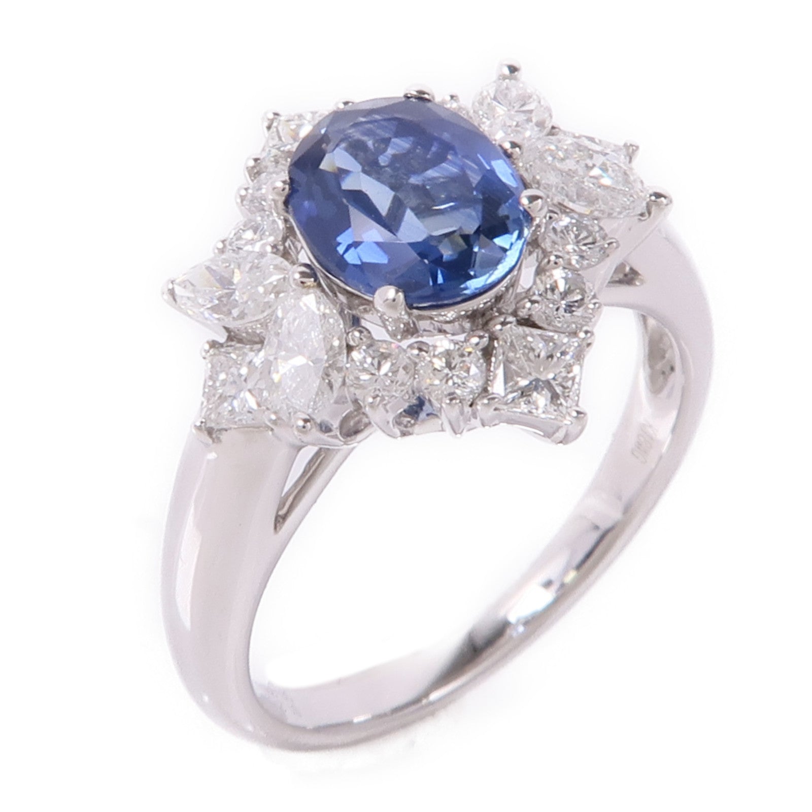 JEWELRY 【激減優惠】18K白金Sapphire/Diamond Ring藍寶石/鑽石戒指US#6