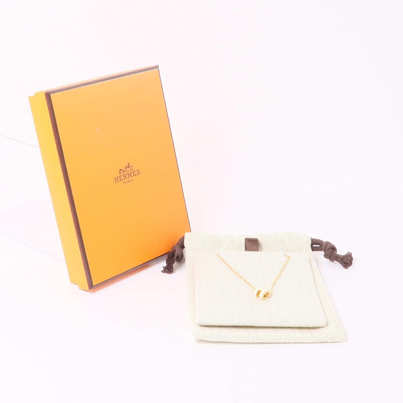 HERMES 金屬Mini Pop H Necklace項鍊金色/白色