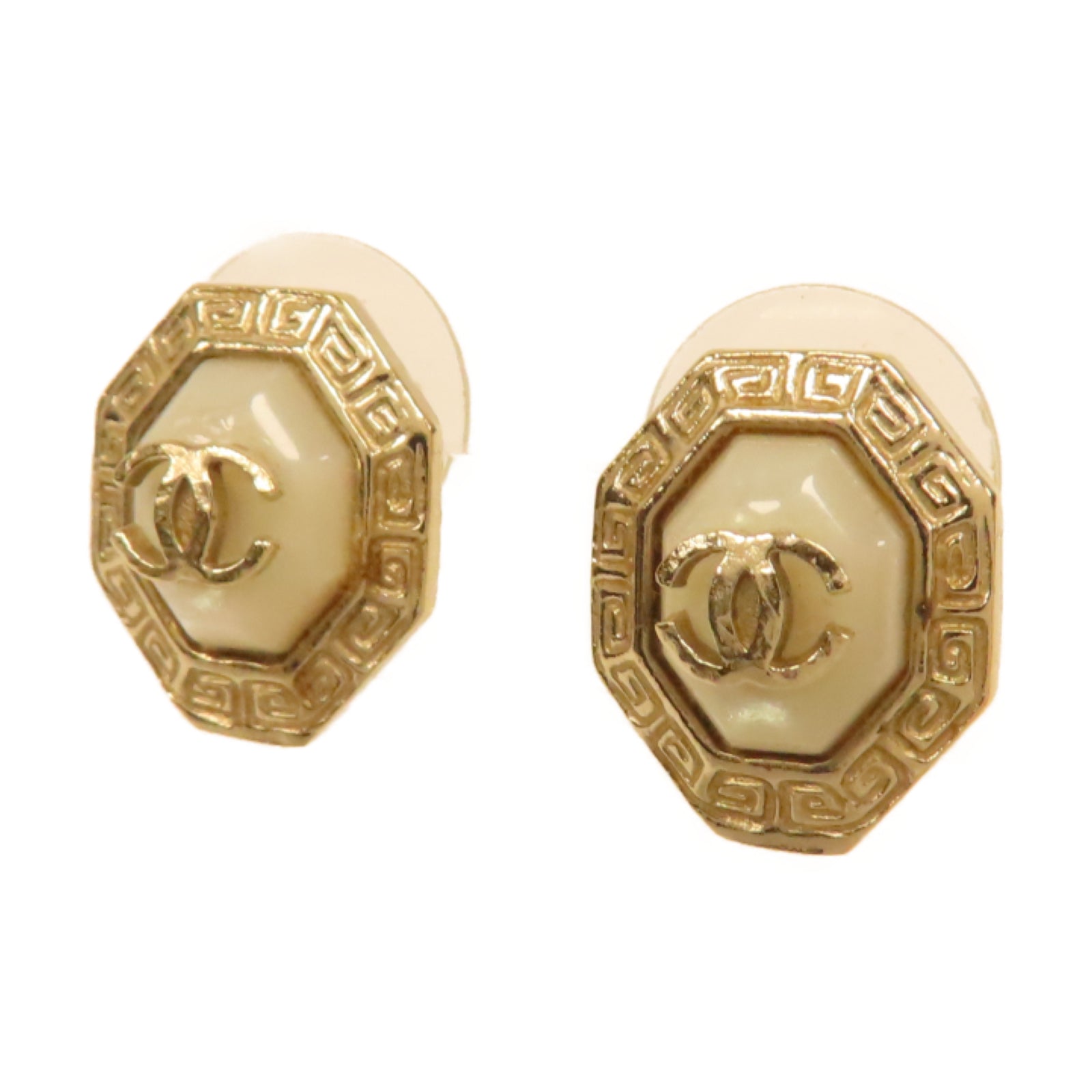 CHANEL 金屬Earrings耳環金色/白色