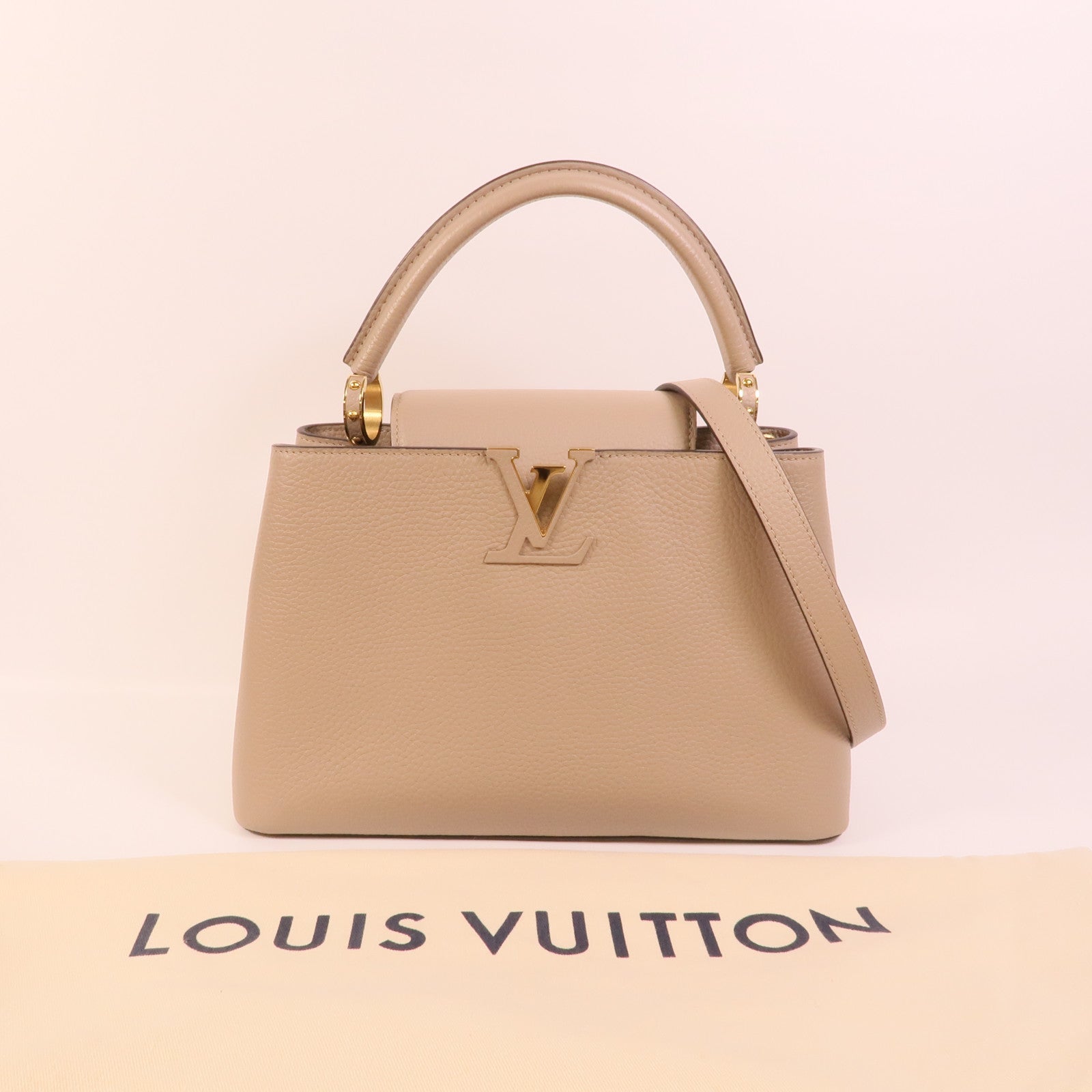 LOUIS VUITTON Taurillon皮革Capucines MM手挽肩背兩用袋