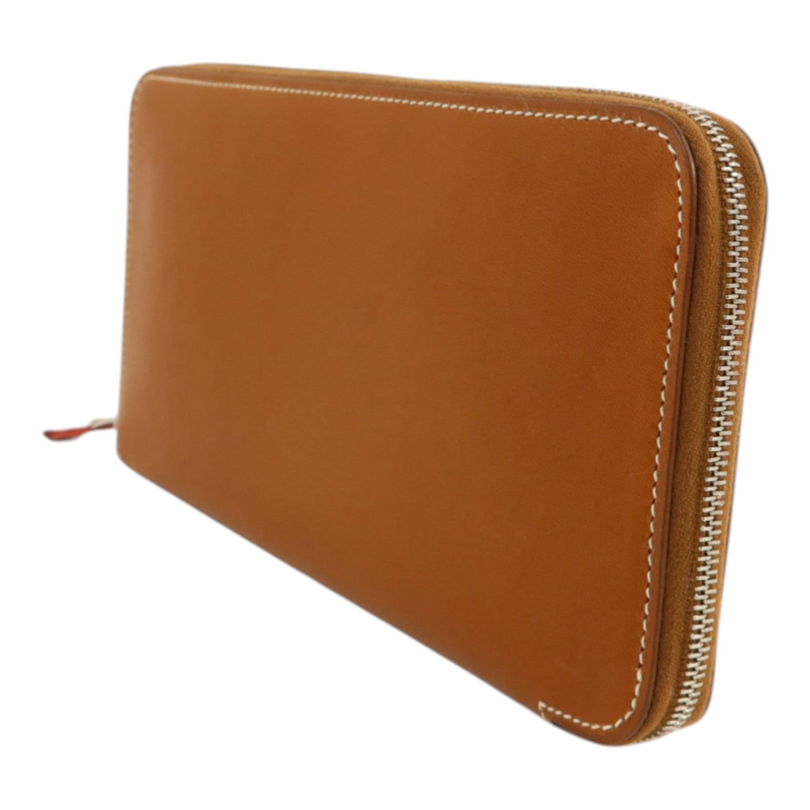HERMES Barenia皮革Silk In Wallet銀扣長錢包Fauve