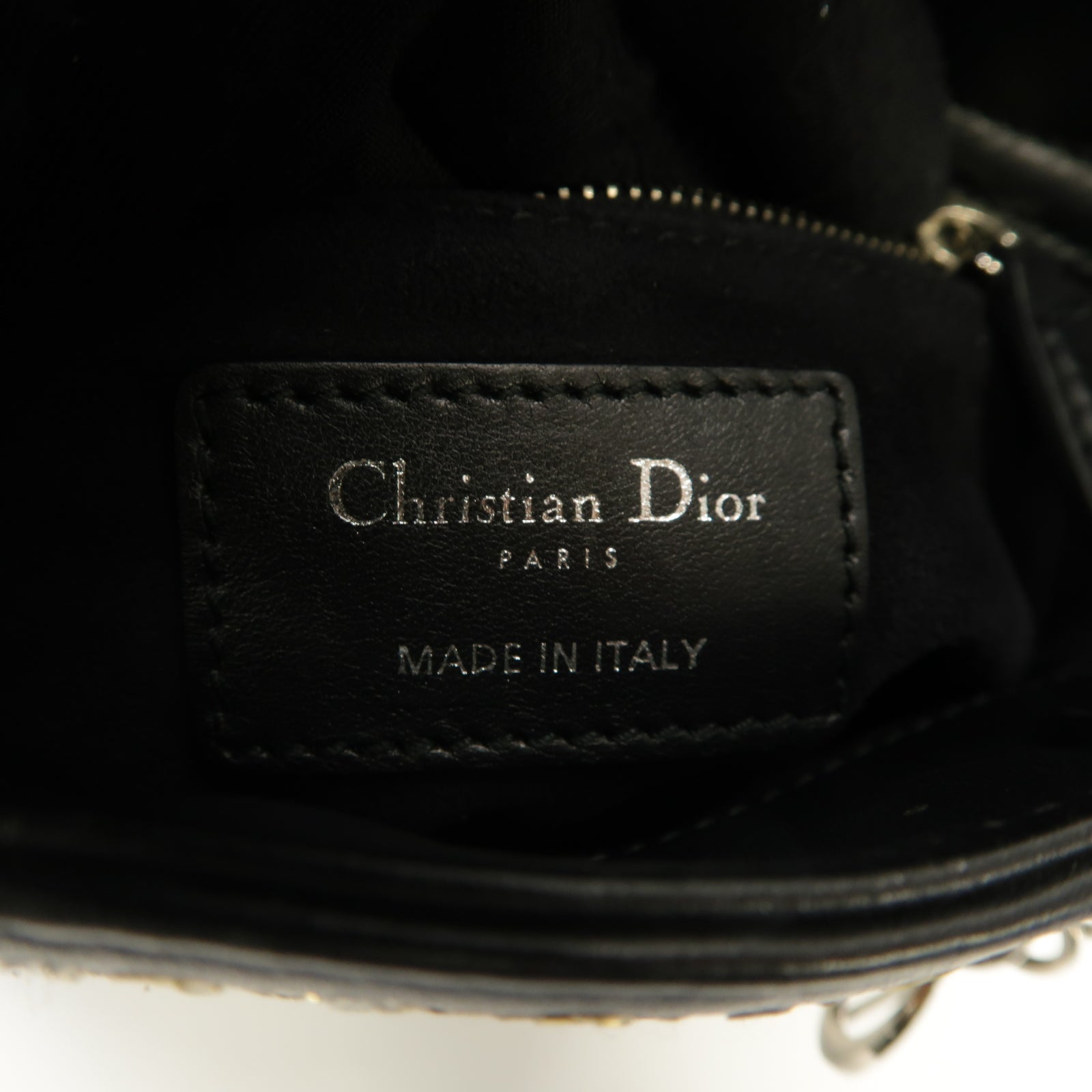 Dior 【激減優惠】牛皮皮革Lady Dior Shoulder銀扣鏈帶手挽肩背兩用袋黑色