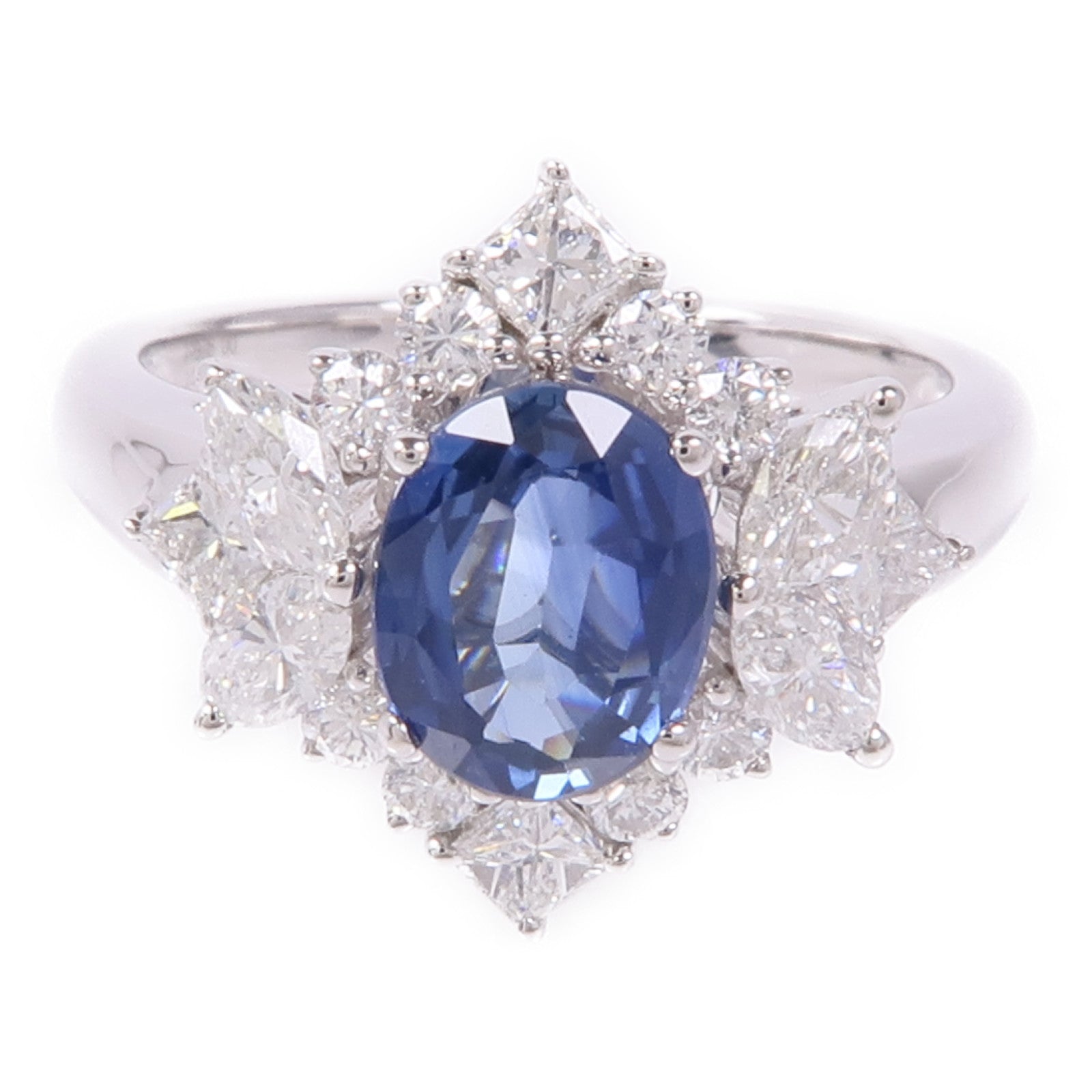 JEWELRY 【激減優惠】18K白金Sapphire/Diamond Ring藍寶石/鑽石戒指US#6