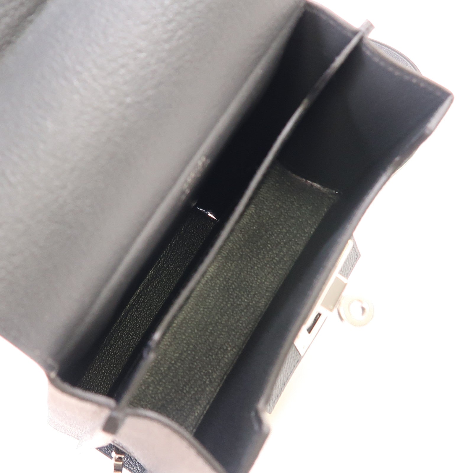 HERMES Epsom皮革Kelly Multipocket To Go銀扣肩背袋Gris Misty