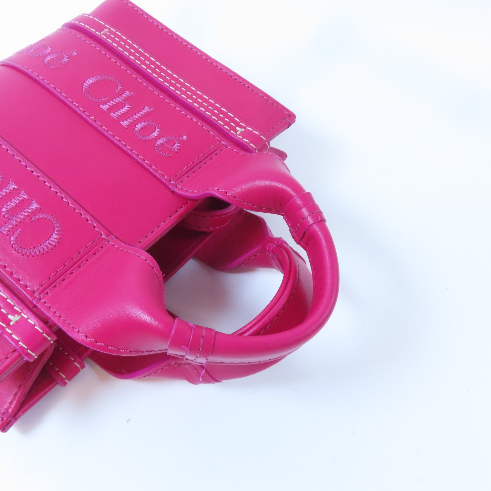 Chloe 牛皮皮革Woody Mini Tote手挽肩背兩用袋粉紅色