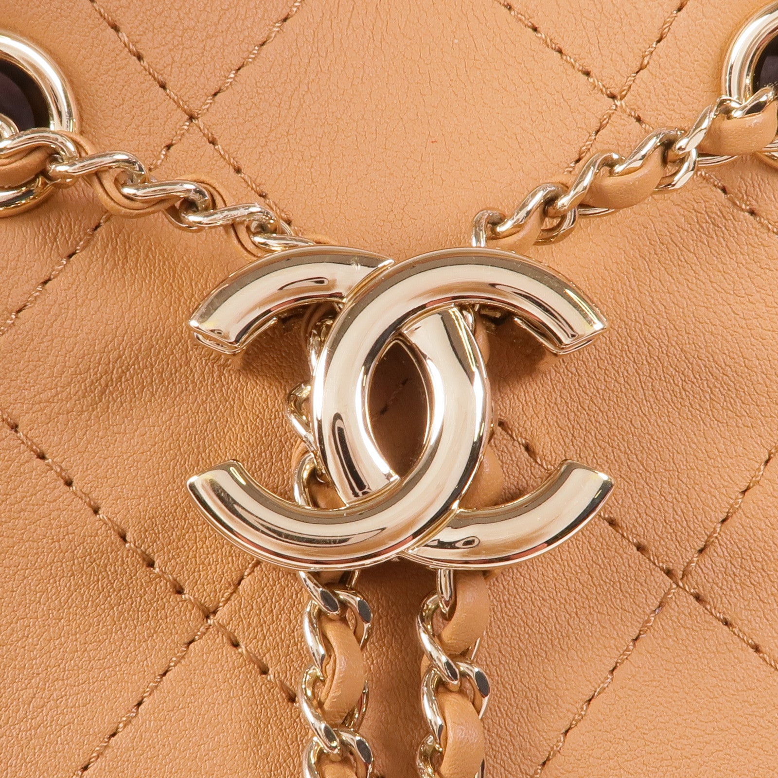 CHANEL 牛皮皮革2 Way Shoulder金扣手挽肩背兩用袋