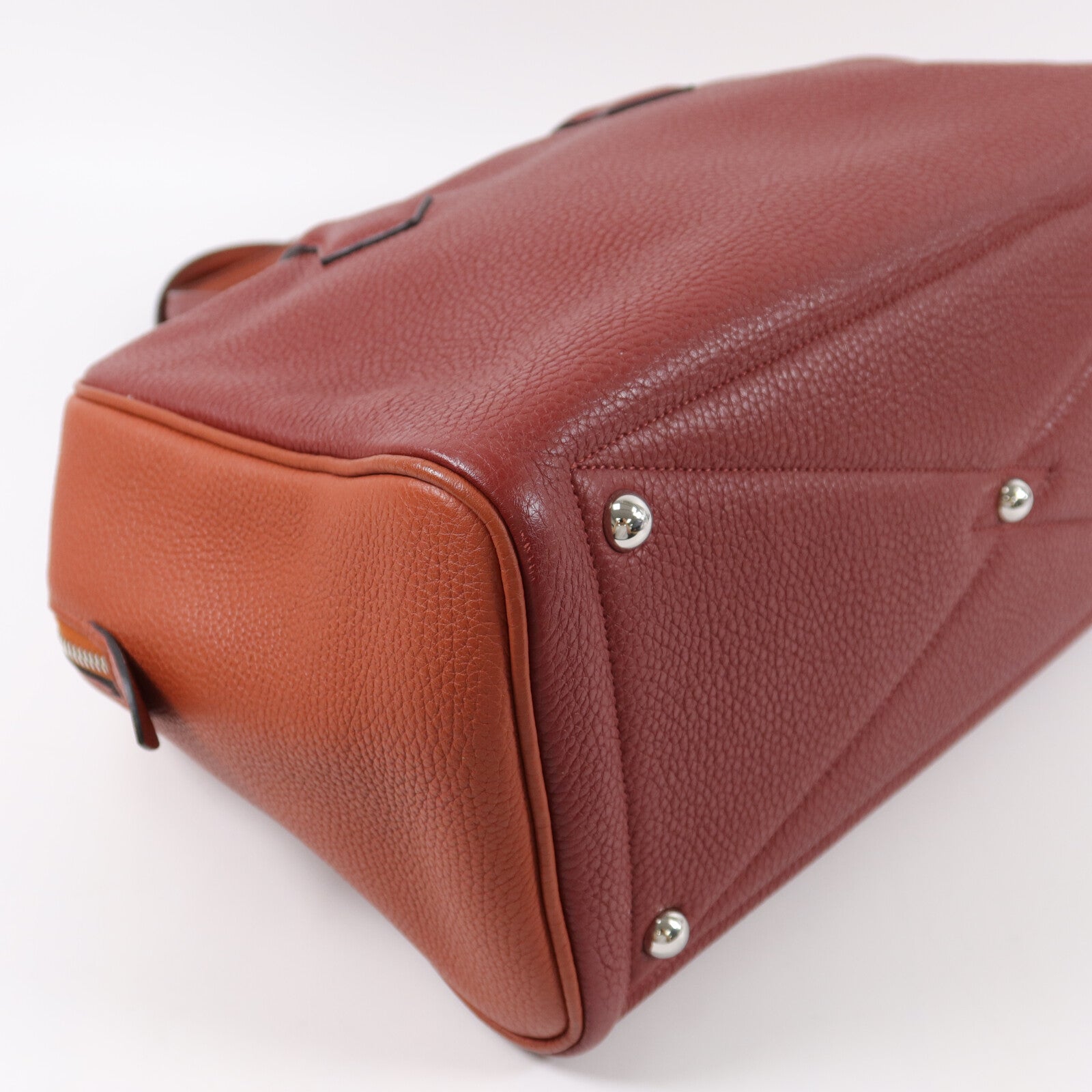 HERMES Clemence皮革Victolia 35手挽袋Rouge H/Brique