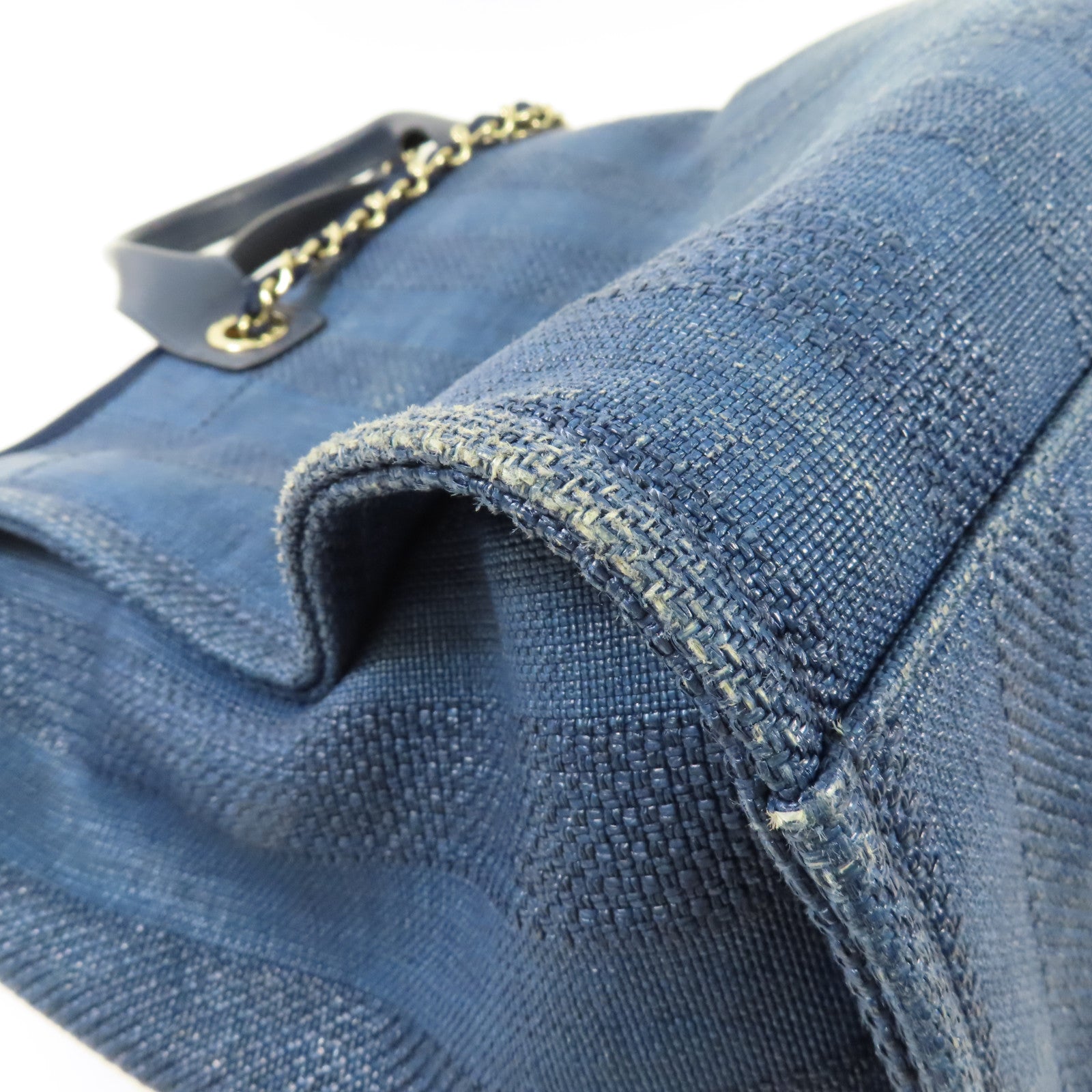 CHANEL 帆布Deauville Tote Bag金扣手挽肩背兩用袋