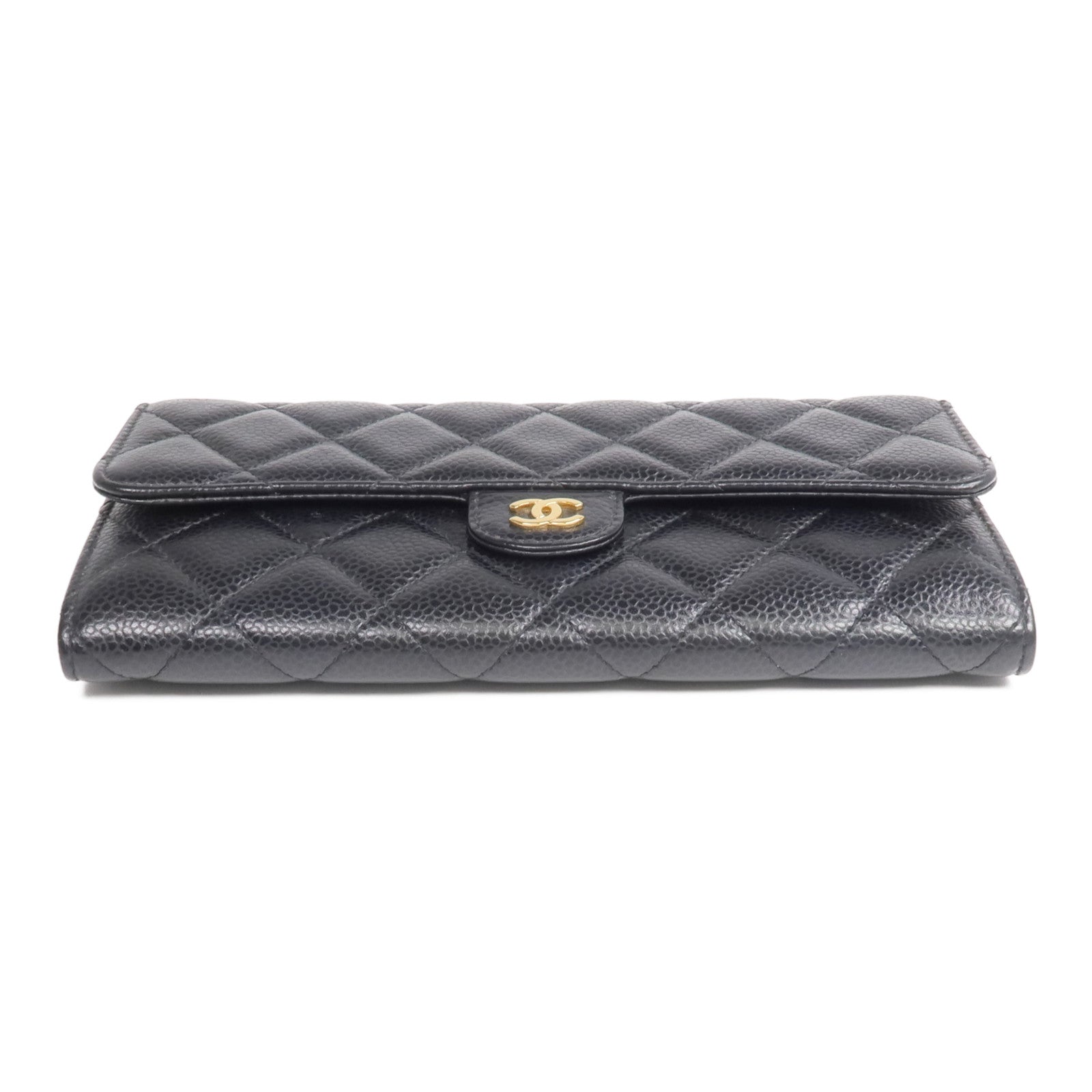 CHANEL 牛皮皮革Long Wallet金扣長錢包