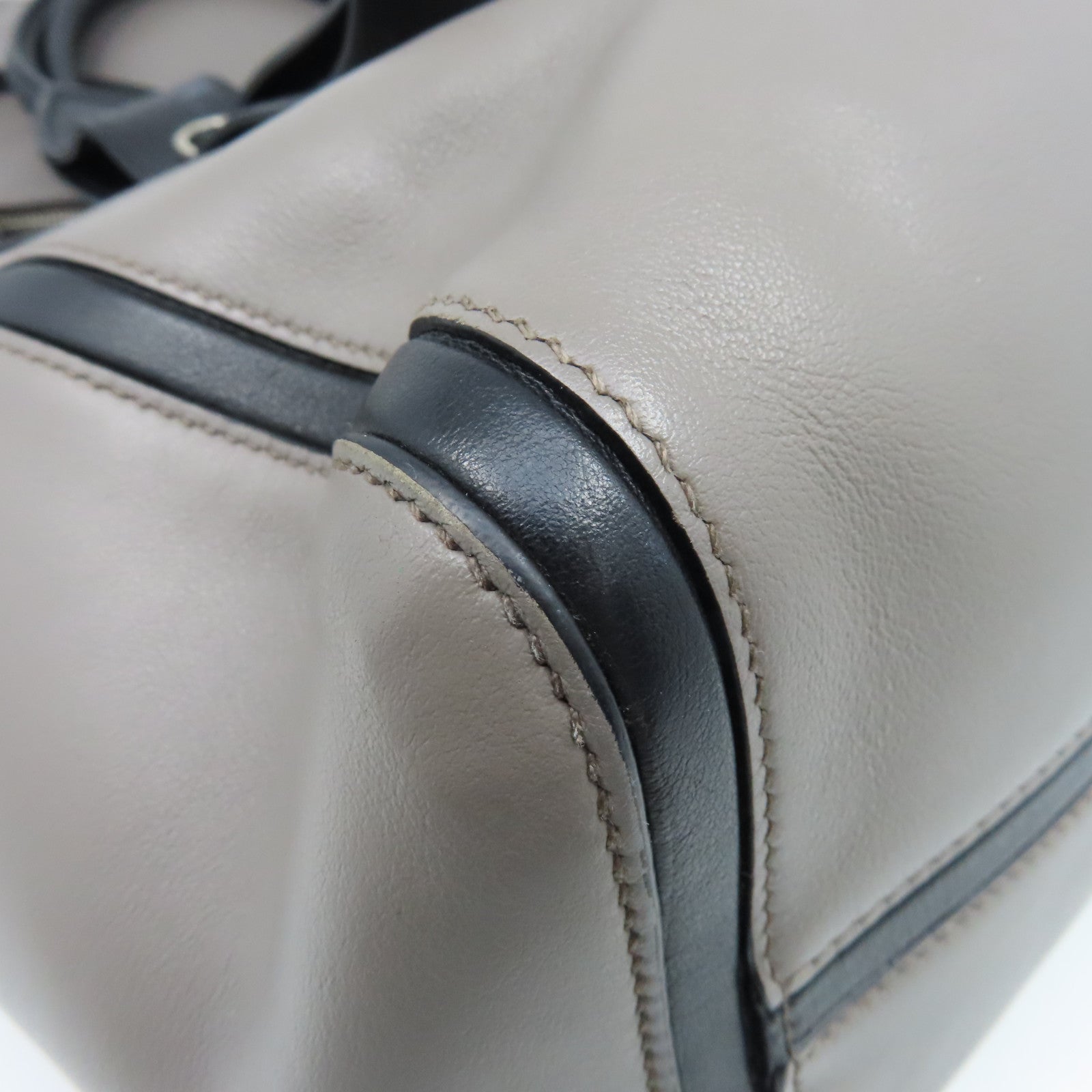 PRADA cowhide leather 2Way Bag silver buckle handle shoulder bag gray