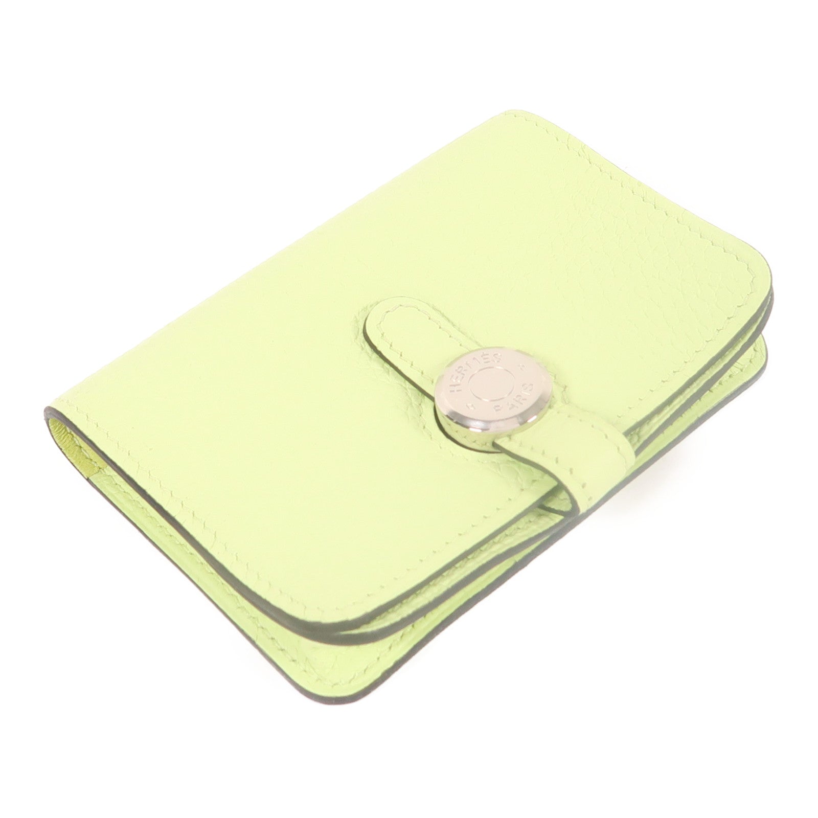 HERMES PHW Dogon Card Case Togo Leather Vert Absinthe