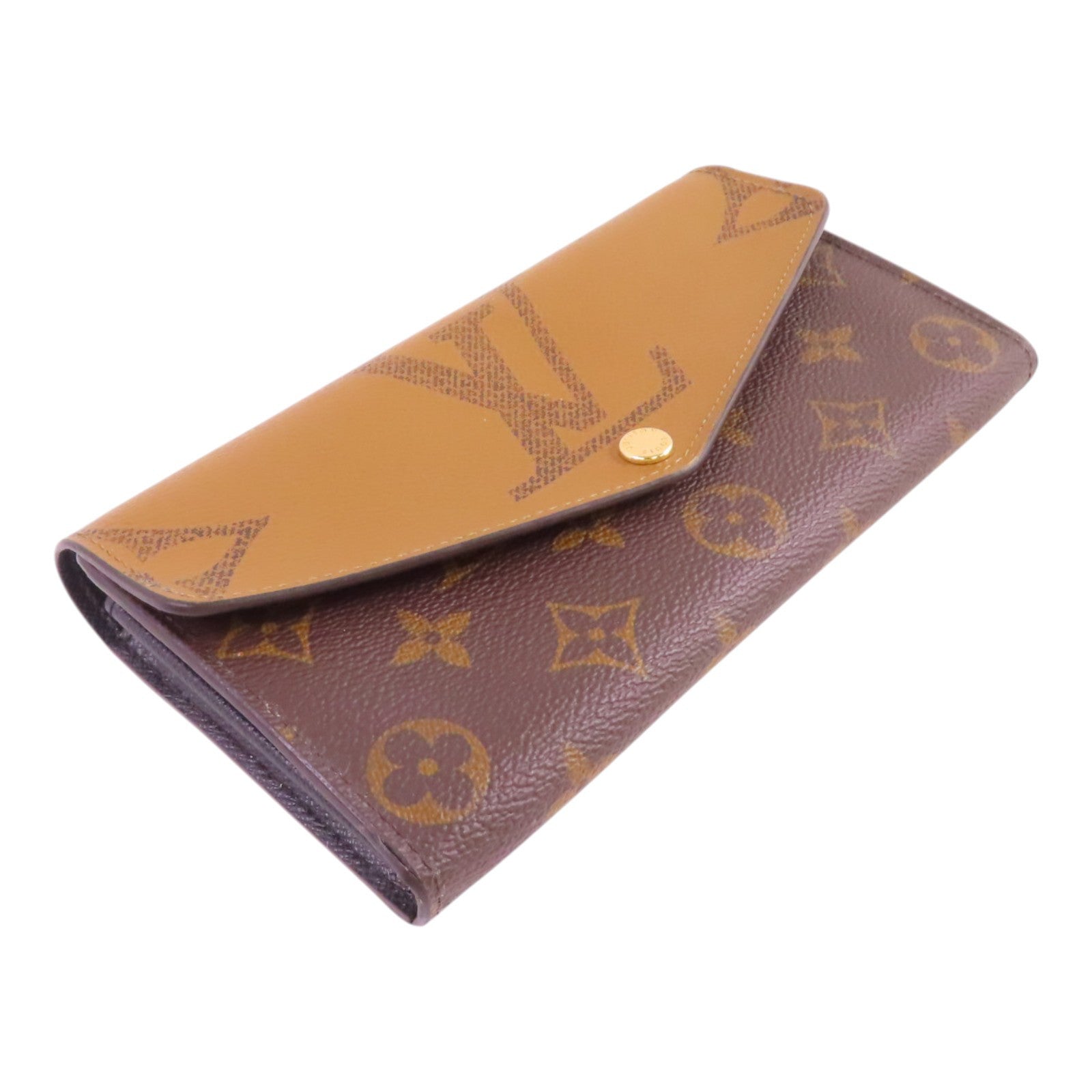 LOUIS VUITTON Monogram/Monogram Reverse  Giant Sarah Wallet金扣長錢包