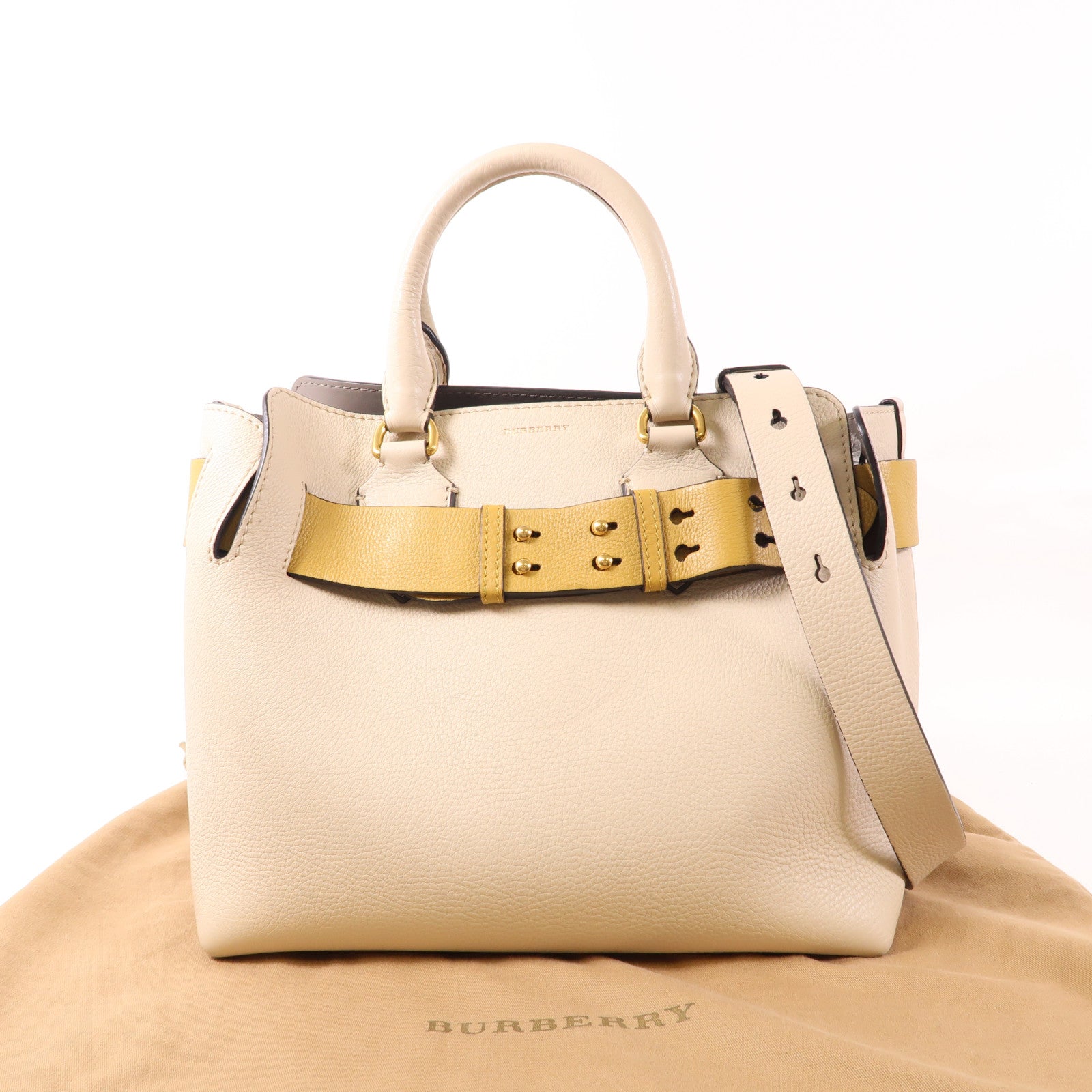 BURBERRY GHW 2 Way Bag 4076735 Calfskin Leather Beige