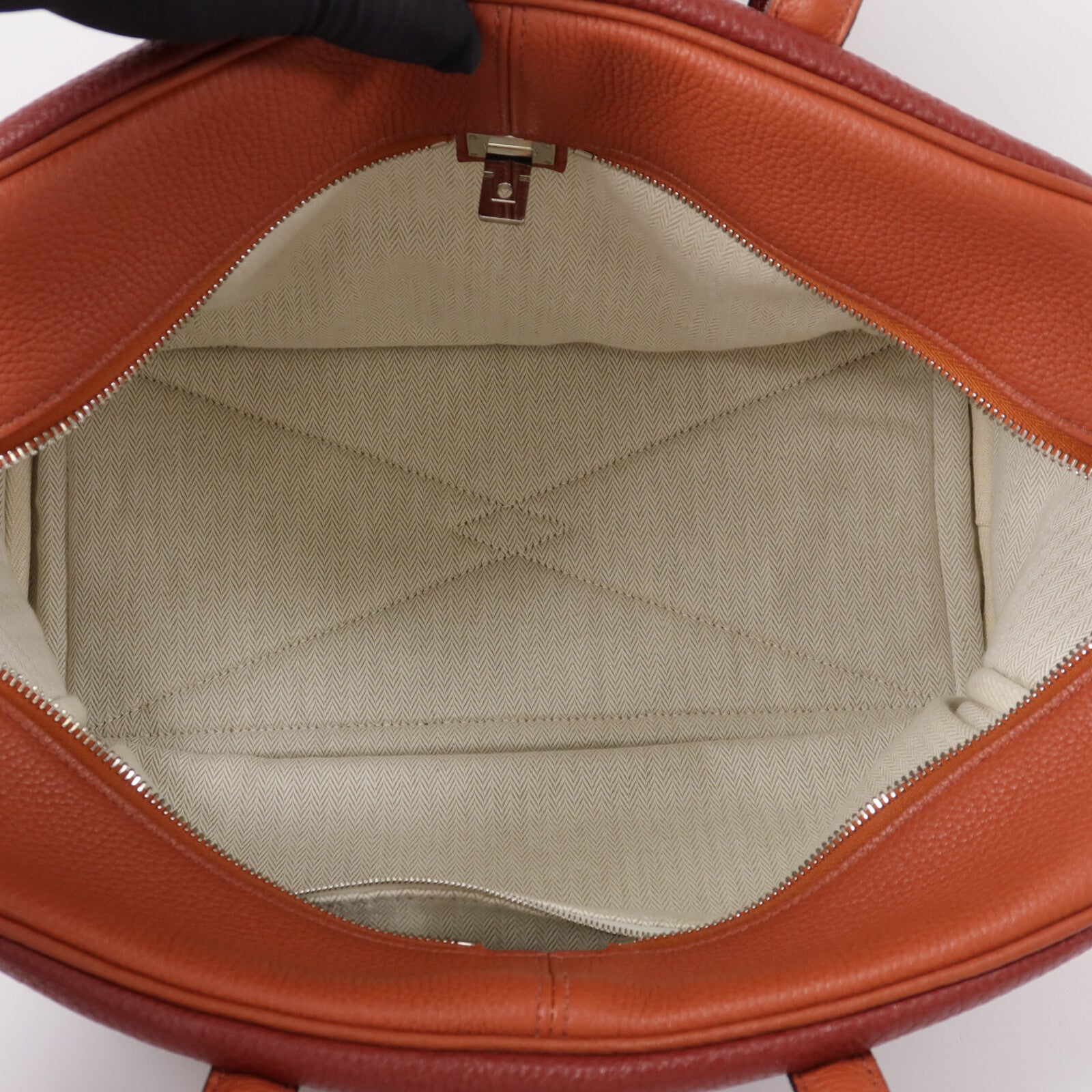 HERMES Clemence皮革Victolia 35手挽袋Rouge H/Brique