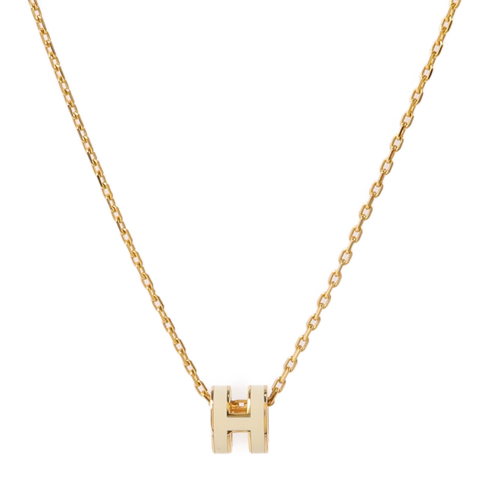 HERMES 金屬Mini Pop H Necklace項鍊金色/白色