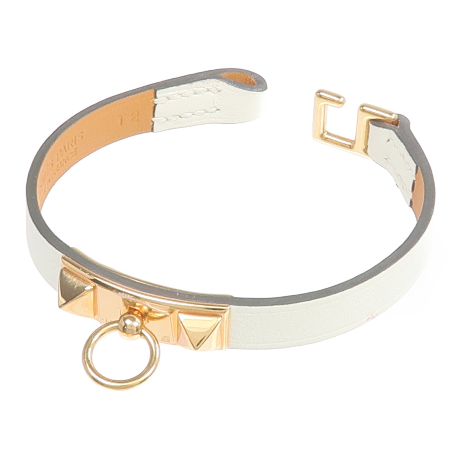 HERMES Swift皮革Rivale Mini Bracelet金扣手鏈Vert Fizz