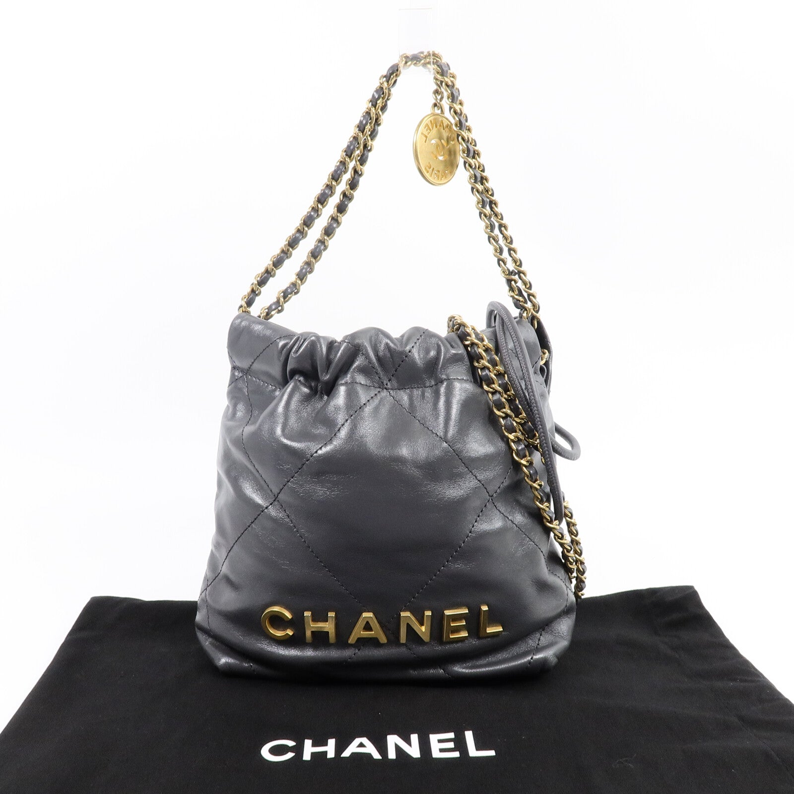 CHANEL 牛皮皮革Mini 22手挽肩背兩用袋