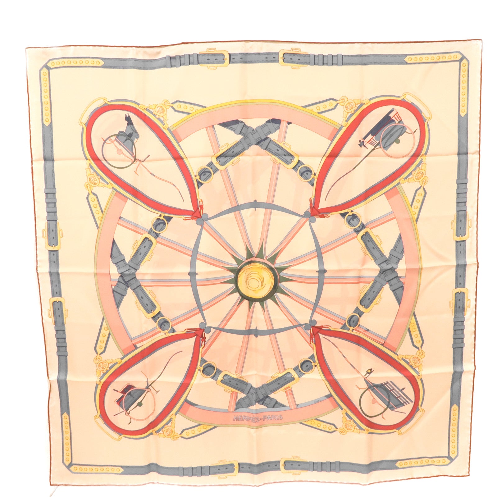 HERMES Scarf Scarves Silk Pink Blue Red