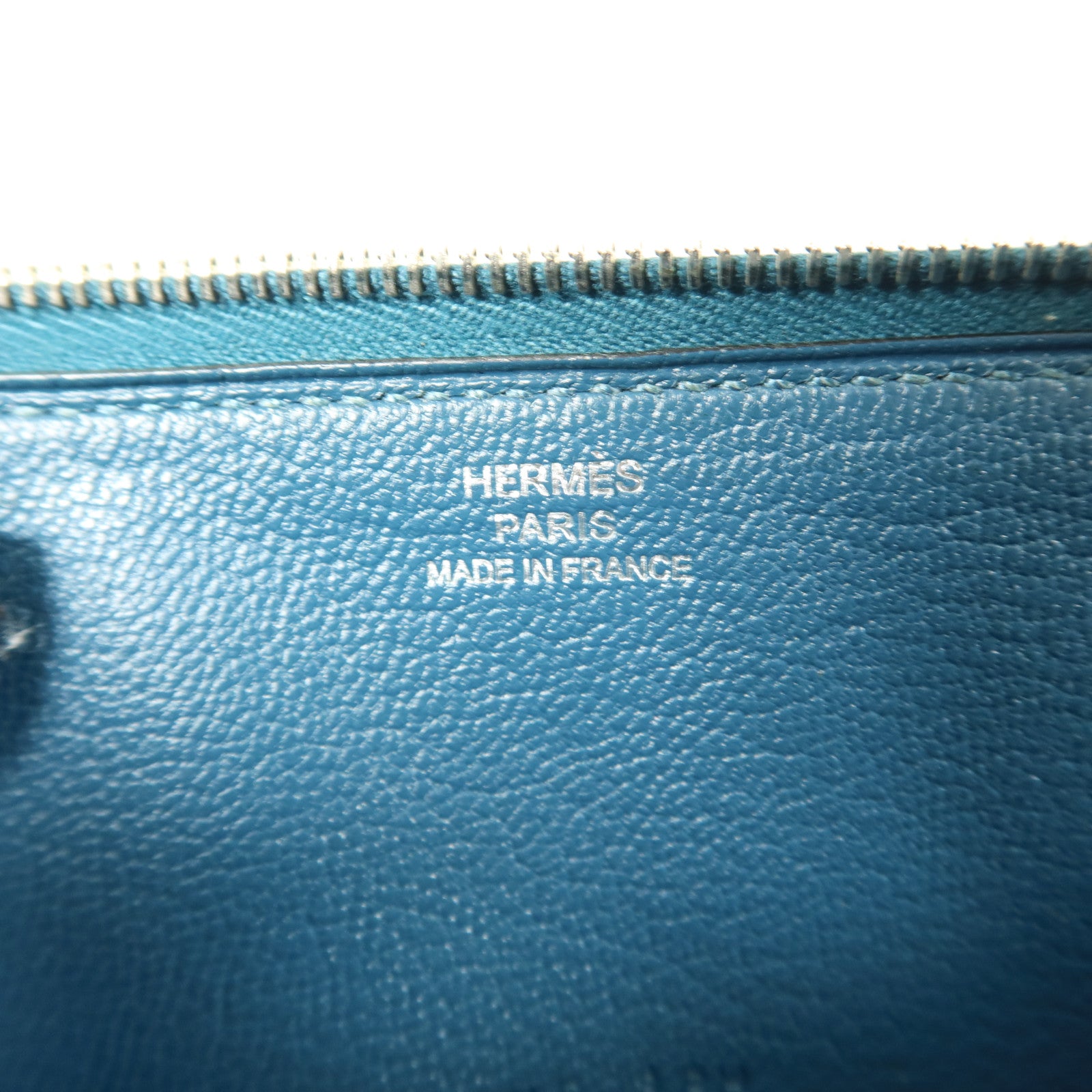 HERMES Ostrich皮革Azap Wallet長錢包Cobalt