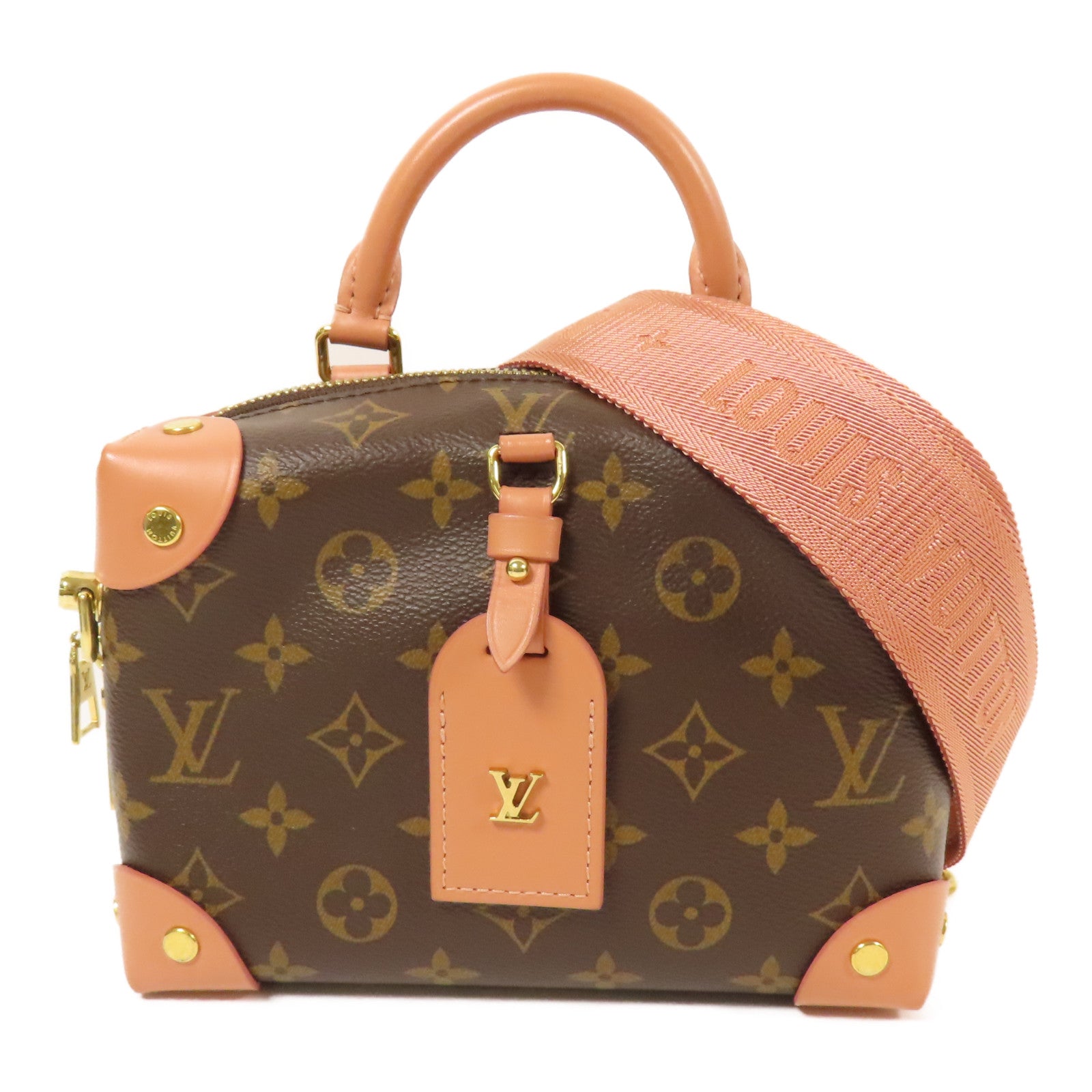 LOUIS VUITTON LV GHW Petite Malle Souple 2 Way Bag M45531 Monogram Brown Pink