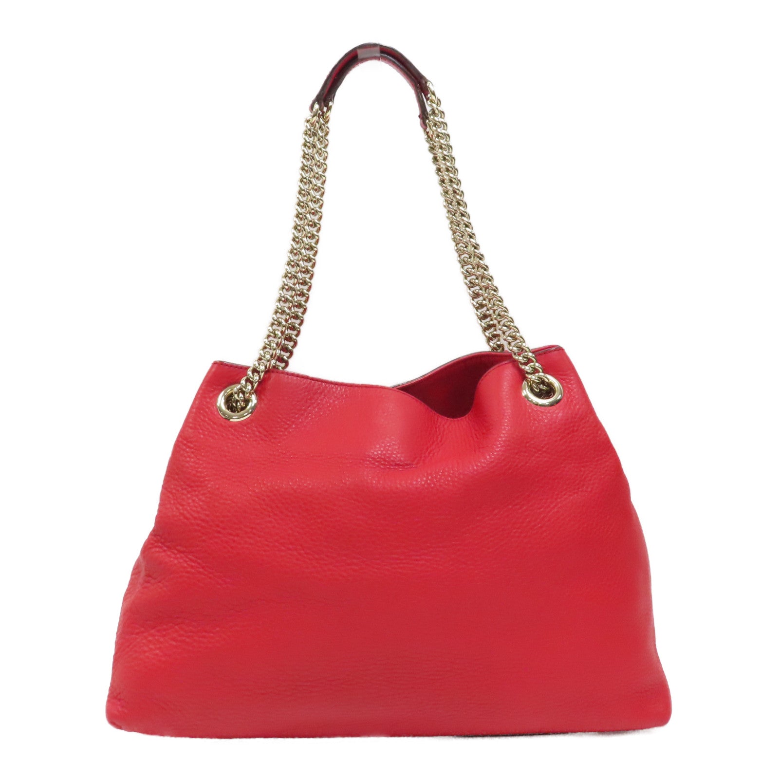 GUCCI 牛皮皮革Tote Bag金扣肩背袋紅色