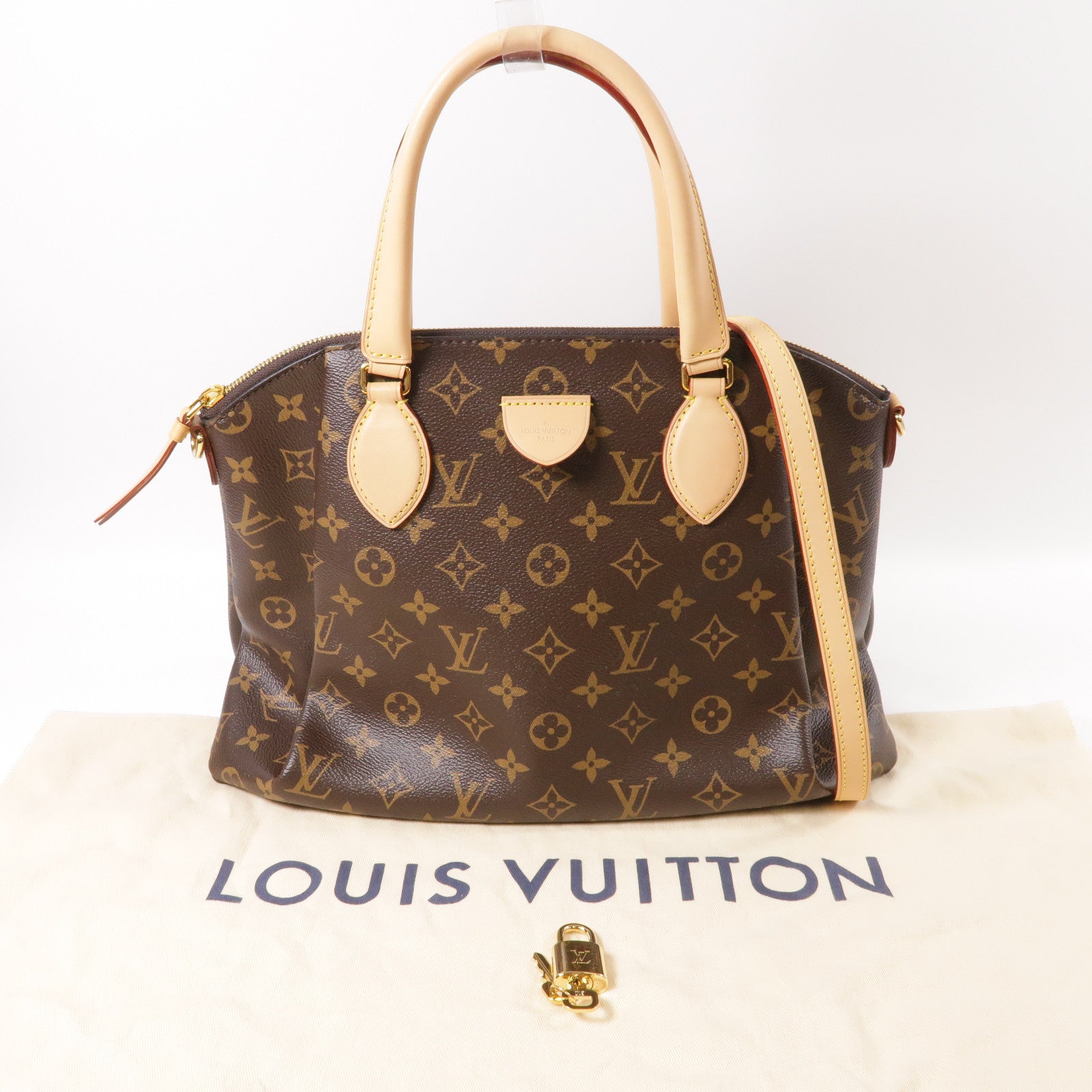 LOUIS VUITTON Monogram Rivory MM金扣手挽肩背兩用袋啡色