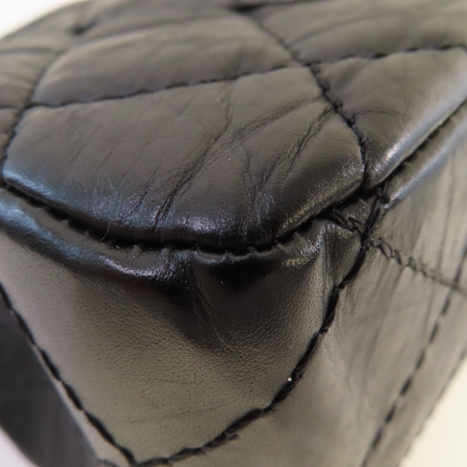 CHANEL **【激減優惠】菱格牛皮皮革2.55 Jumbo Shoulder Bag銀扣鏈帶肩背袋黑色