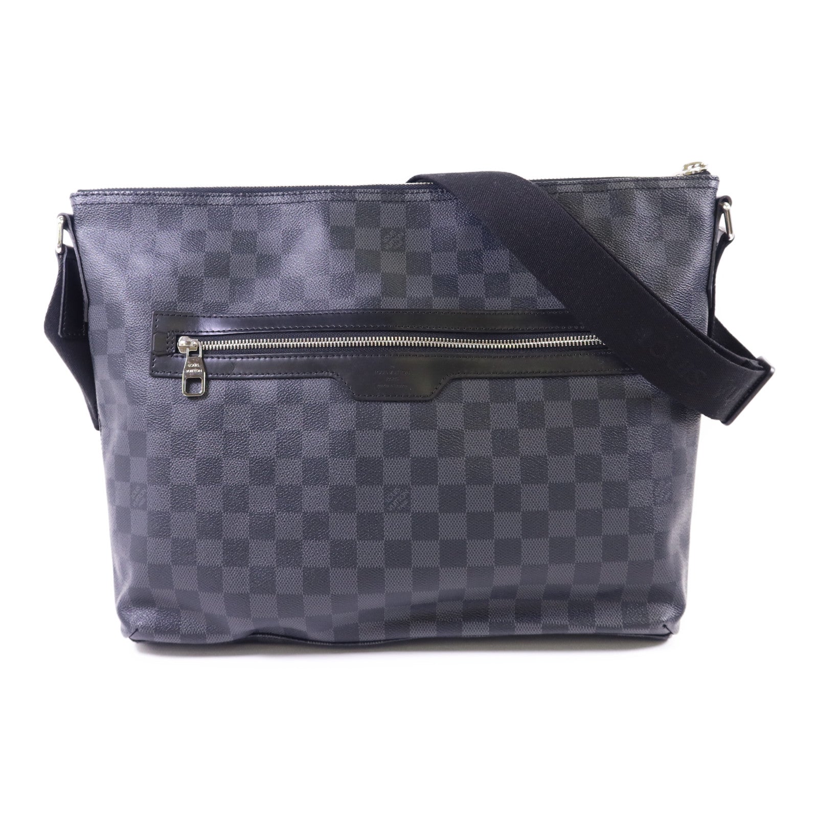 LOUIS VUITTON Damier Graphite Mick MM銀扣肩背袋N41106
