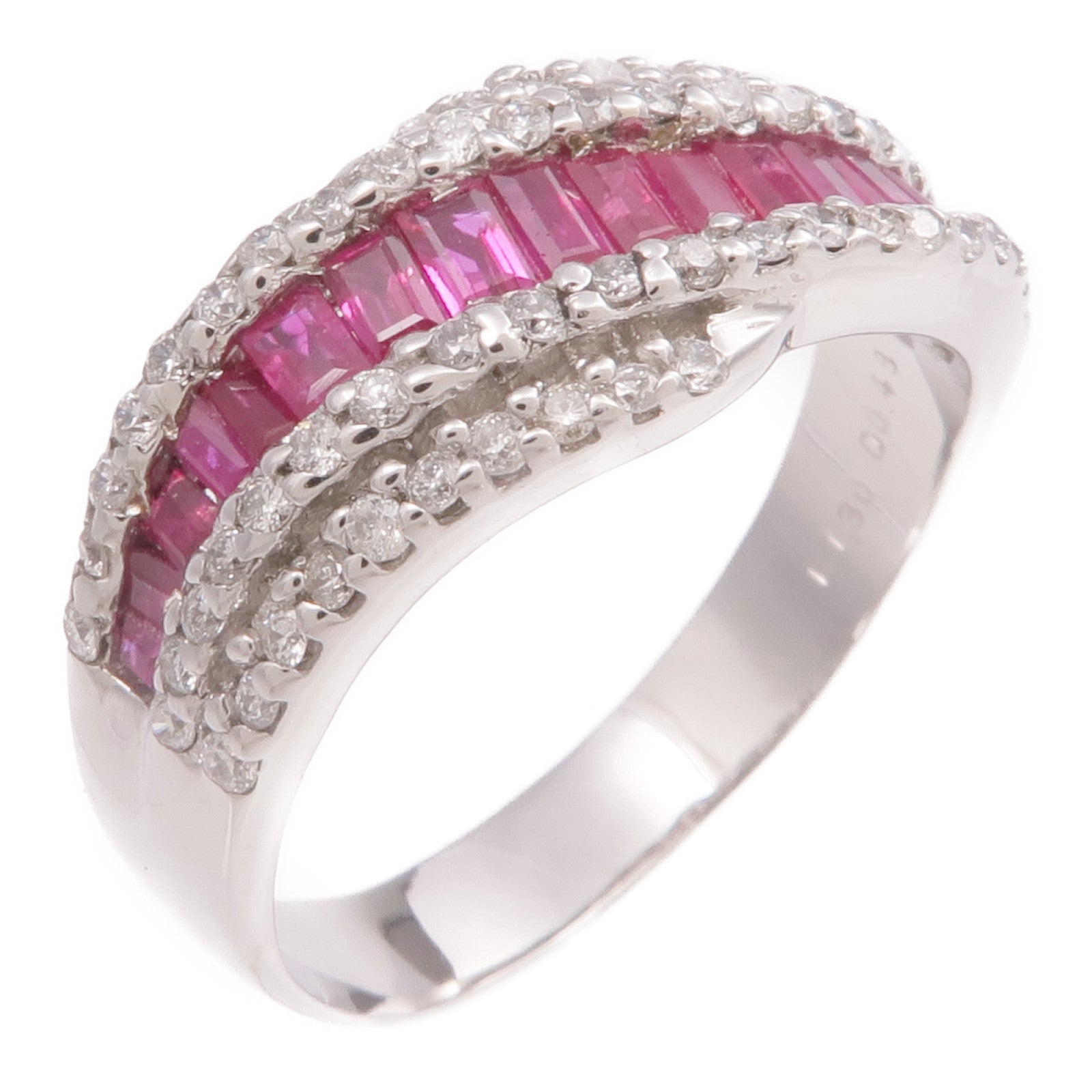 JEWELRY 18K白金Ruby Diamond Ring紅寶石/鑽石戒指US#9