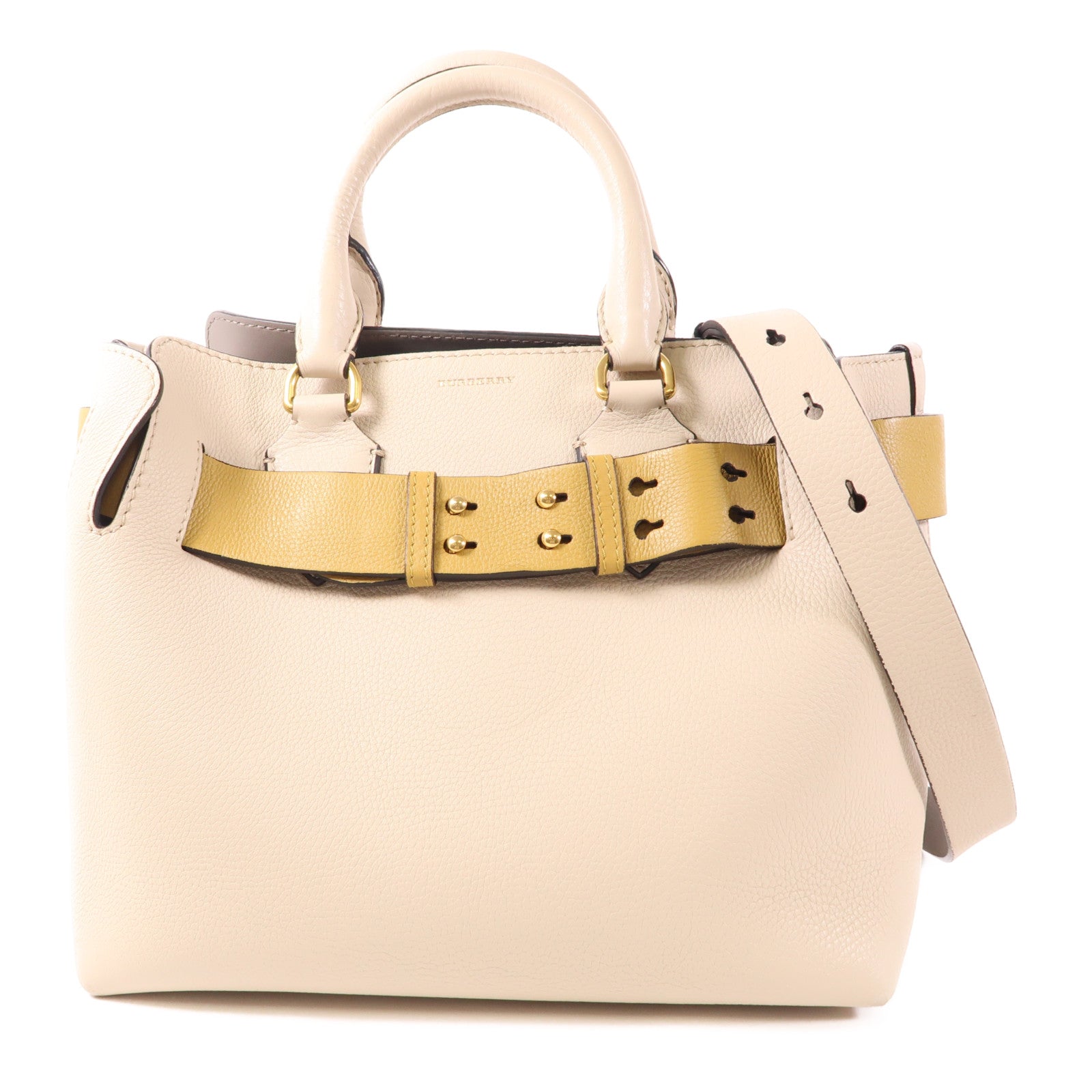 BURBERRY GHW 2 Way Bag 4076735 Calfskin Leather Beige
