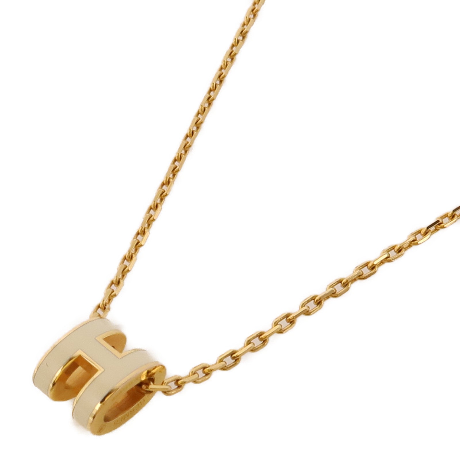 HERMES 金屬Mini Pop H Necklace項鍊金色/白色