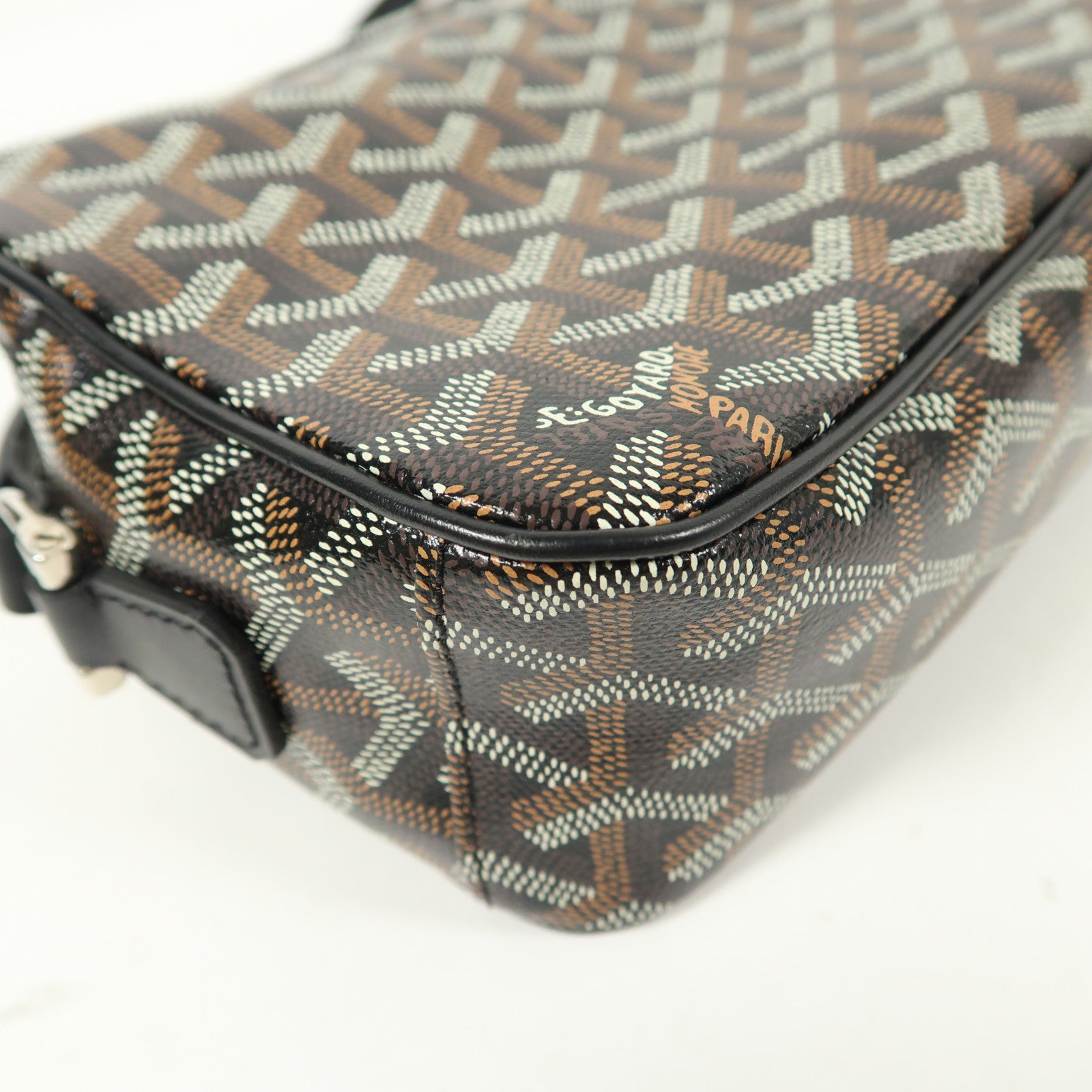 GOYARD 塗層帆布Cap-Vert PM銀扣肩背袋