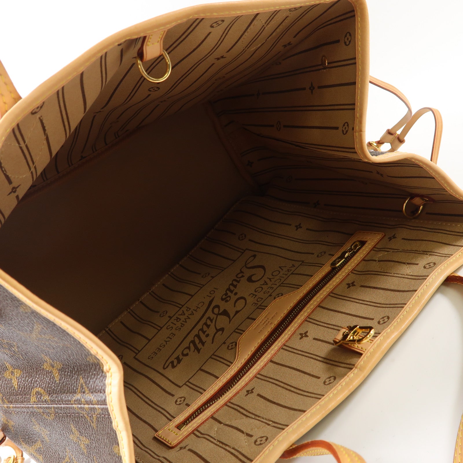 LOUIS VUITTON Monogram Neverfull MM金扣手挽袋啡色