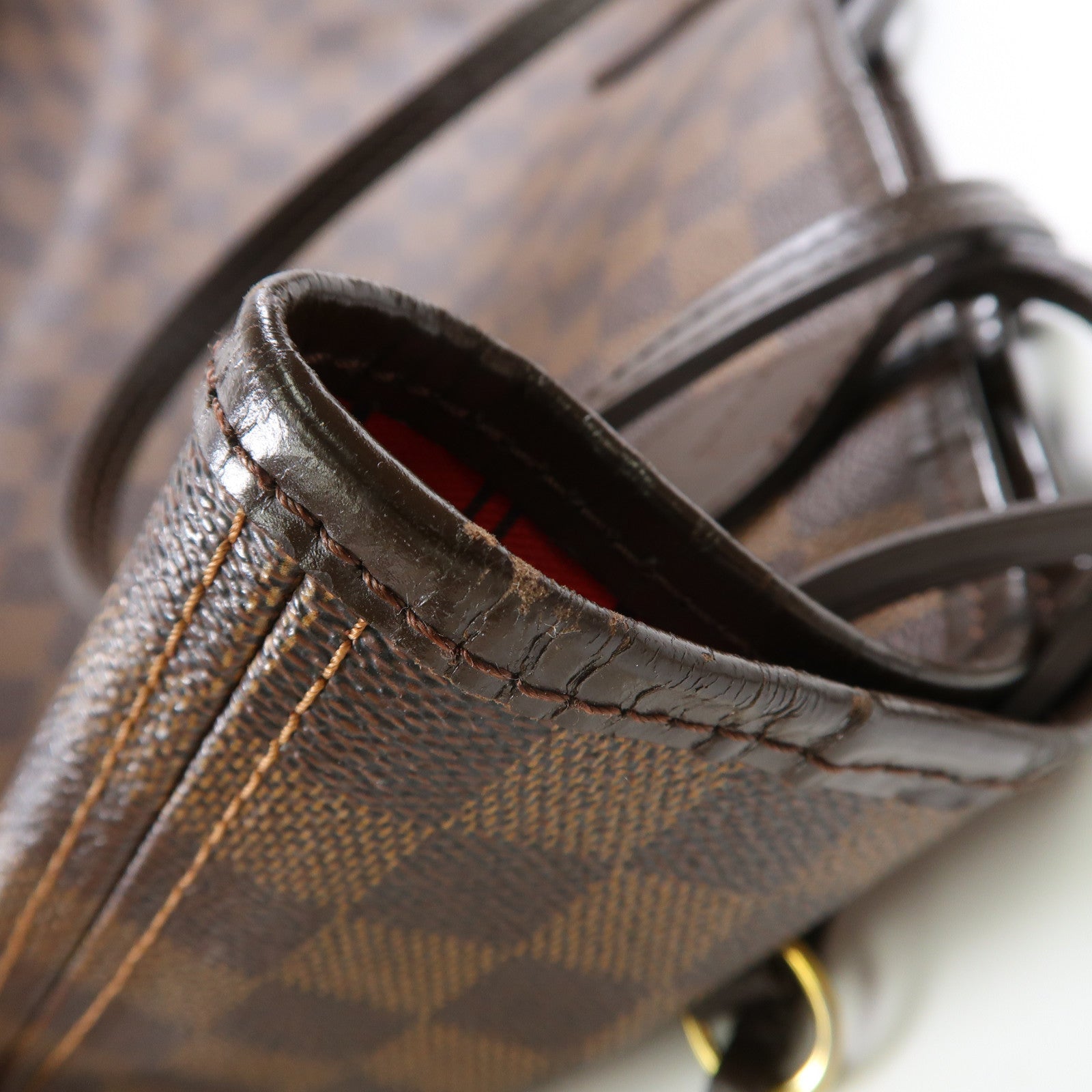 LOUIS VUITTON Damier Neverfull MM金扣肩背袋/手挽袋啡色
